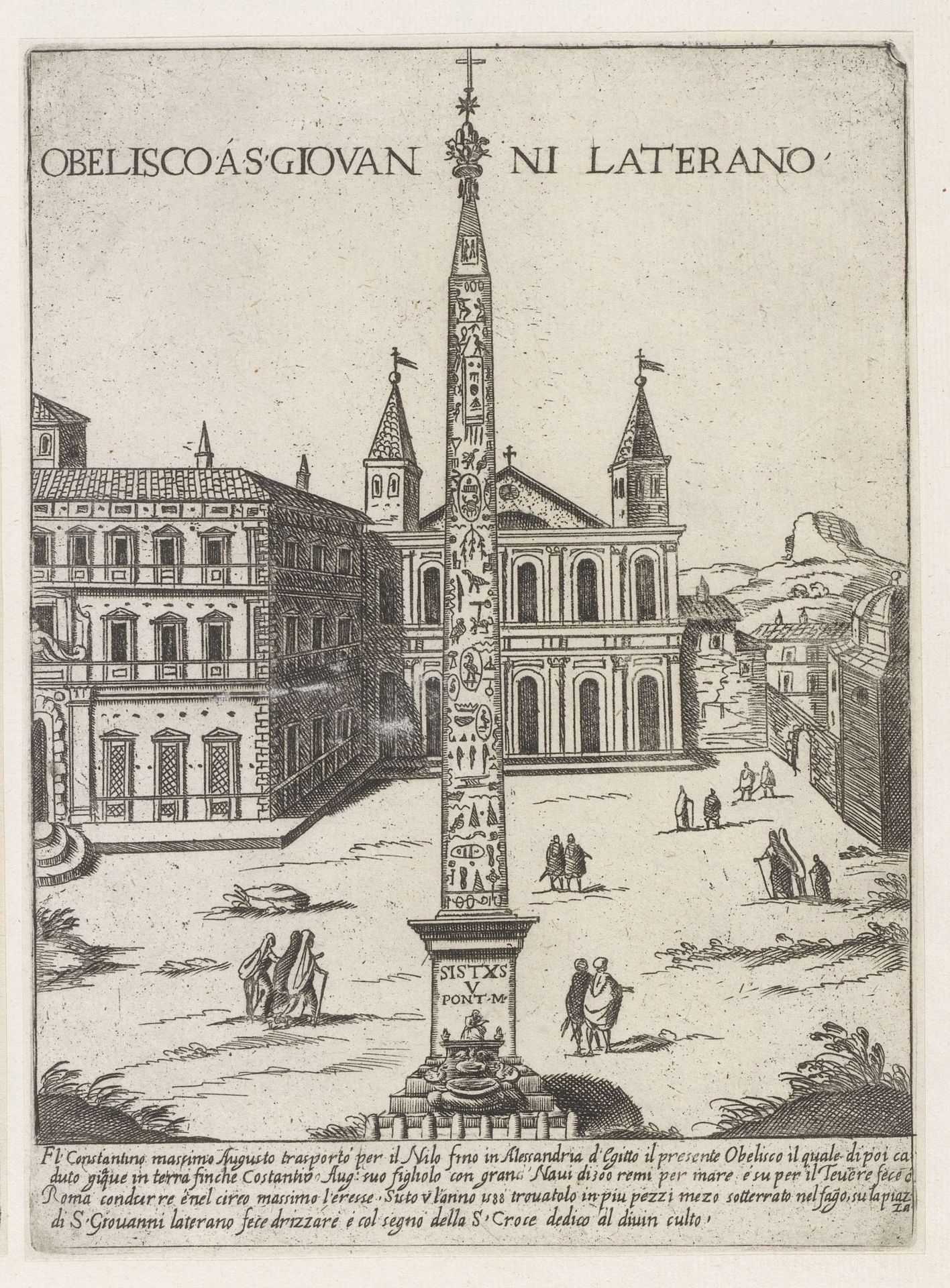 Lateraanse Obelisk achter de Sint-Jan van Lateranen te Rome by Giovanni Maggi