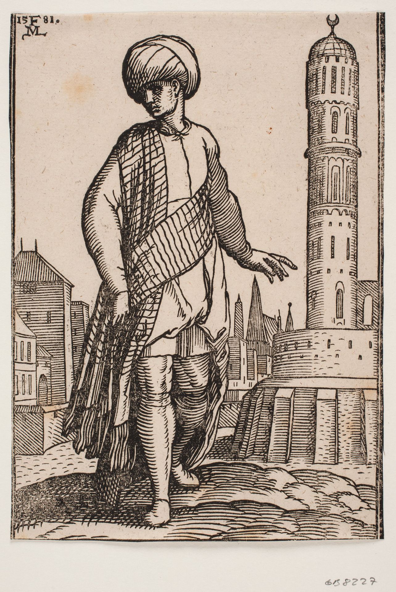 Elegant ung mand med turban og langt sjal by Melchior Lorck