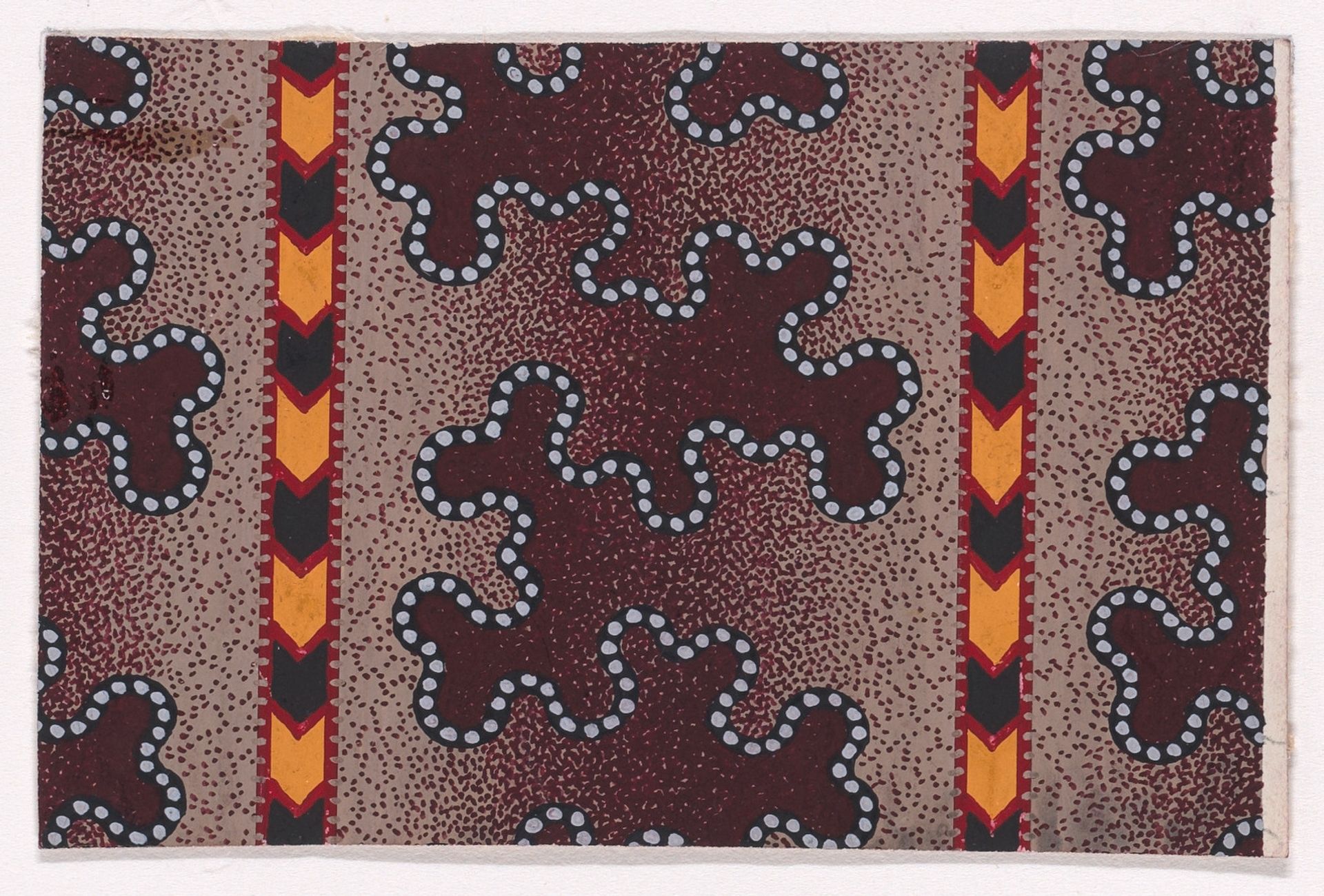 Textile Design with Alternating Quatrefoils Bordered with Pearls and Framed by Interlacing Ribbons by Anonymous