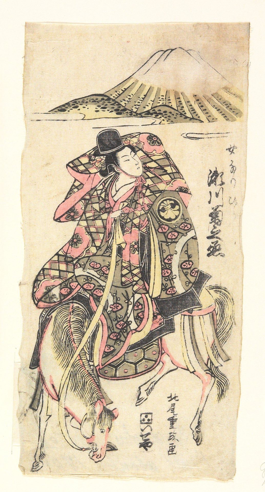 Segawa Kikunojō in a Woman Role Posing as Narihira by Kitao Shigemasa