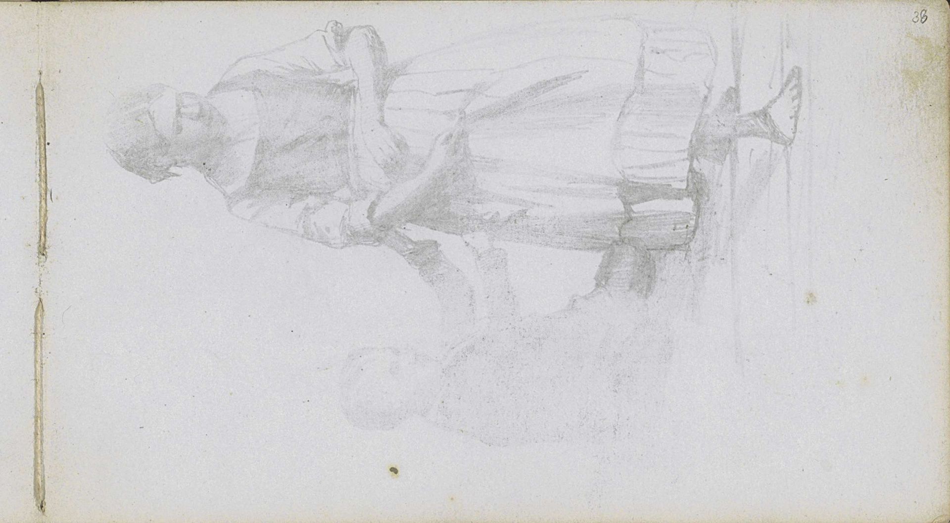 Abklatsch van de tekening op pagina 37 verso by Johan Hendrik Weissenbruch