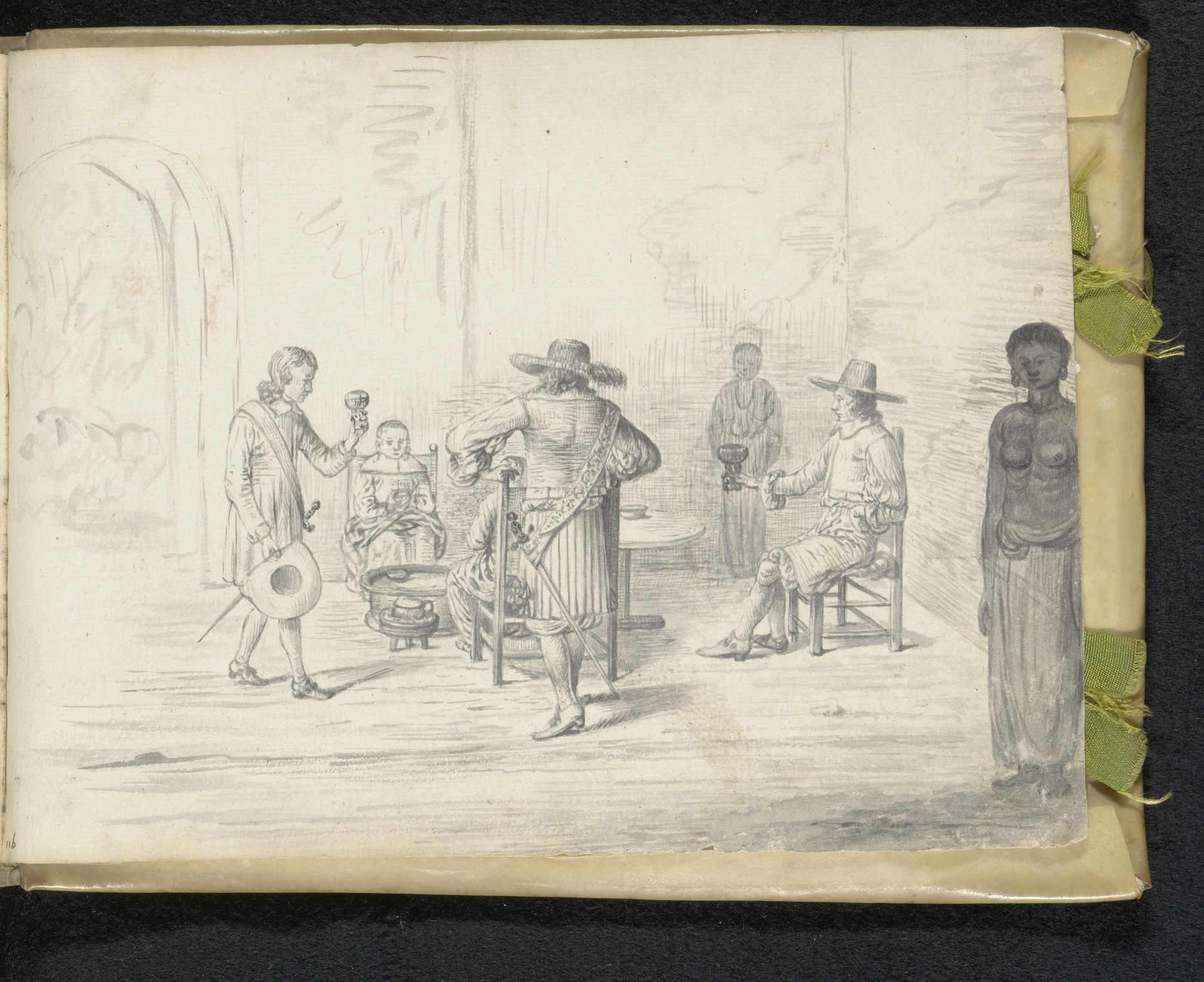 Scene with a party in a tavern or living room by Esaias Boursse