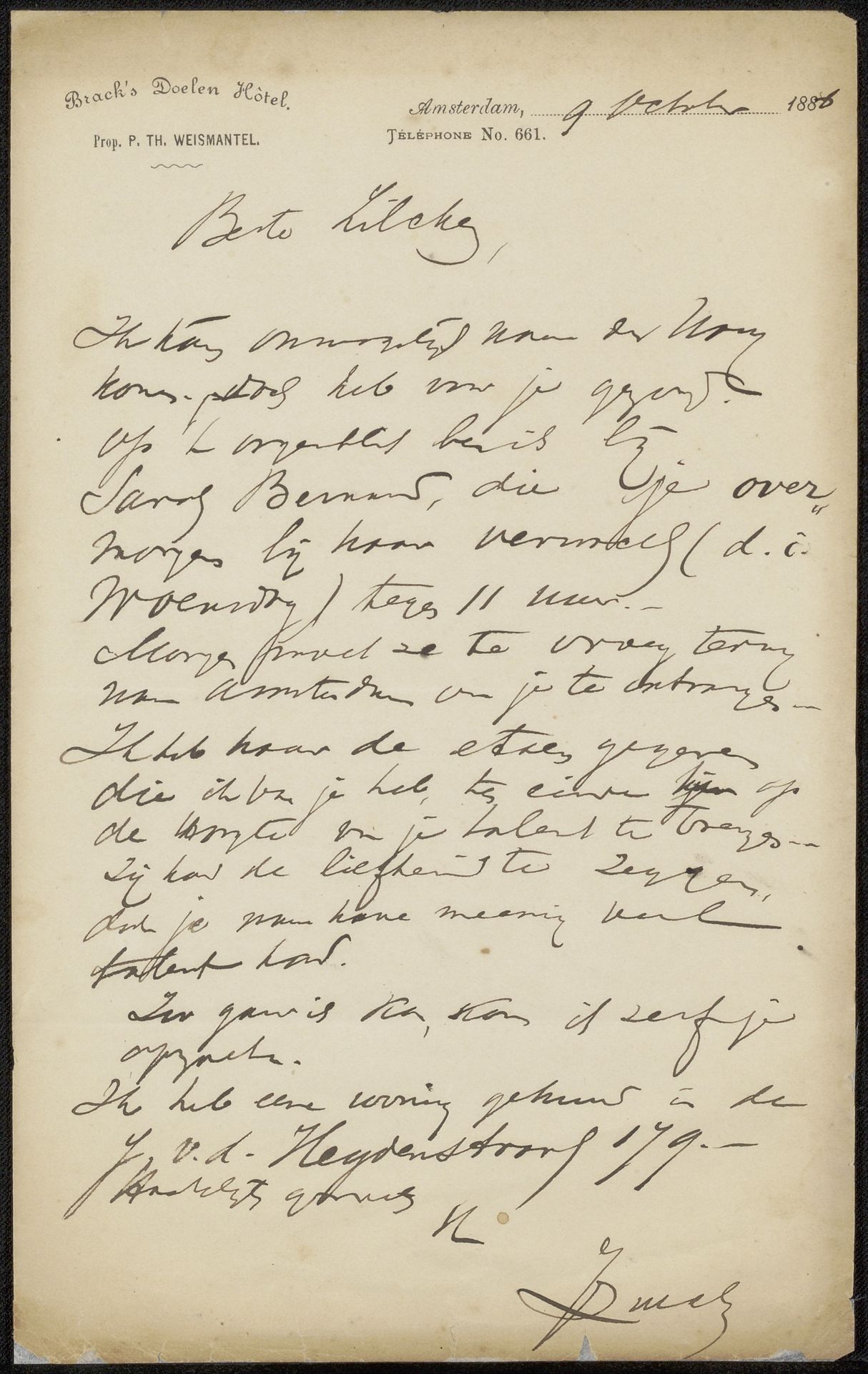 Brief aan Philip Zilcken by Jan Zürcher