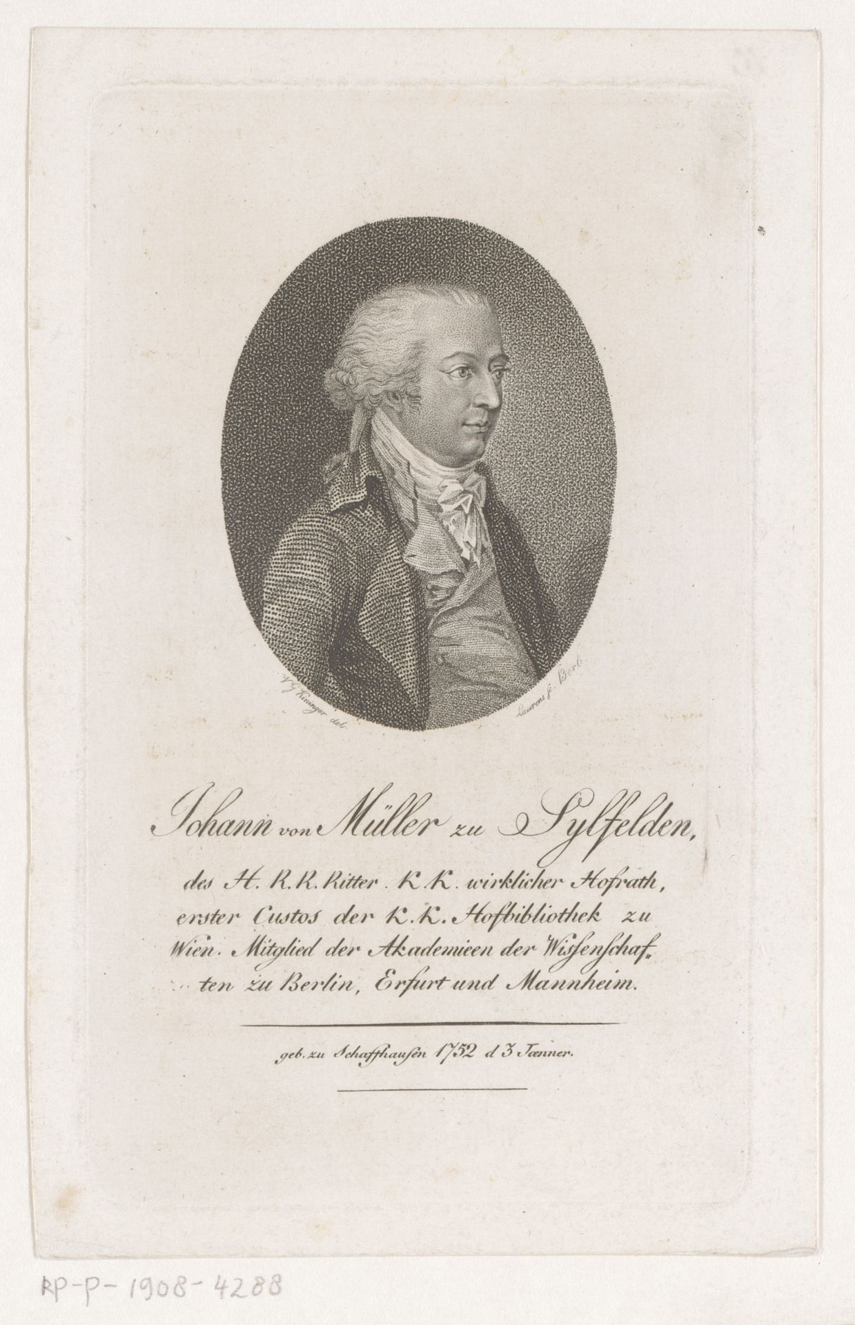 Portret van Johannes Müller von Sylvelden by Johann Daniel (II) Laurenz
