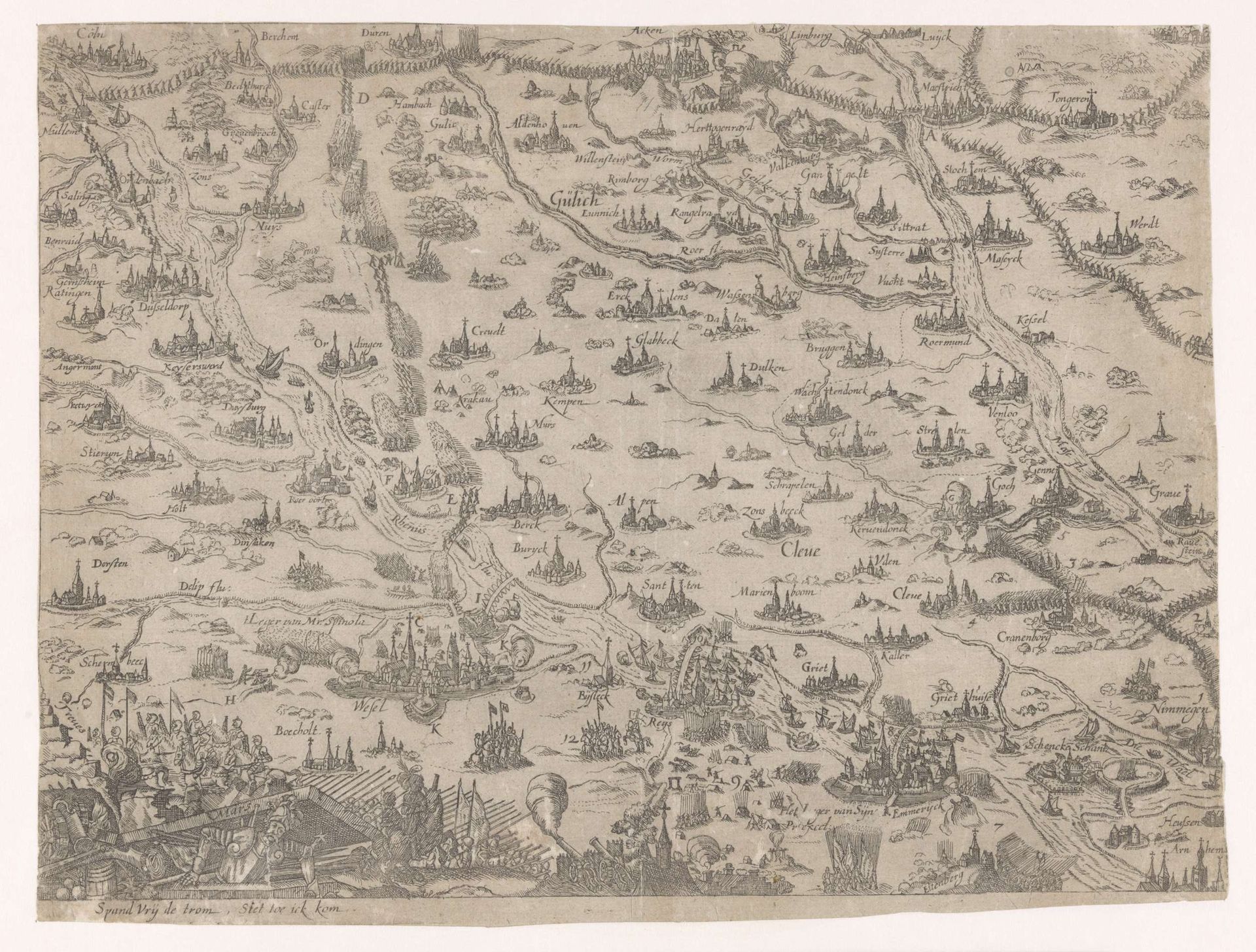 Kaart van de strijd in het hertogdom Gulik, 1614 by Anonymous