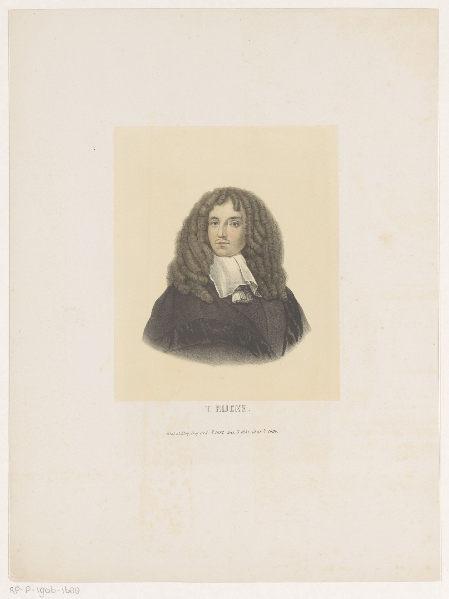 Portret van Theodorus Ryckius by Leendert (I) Springer
