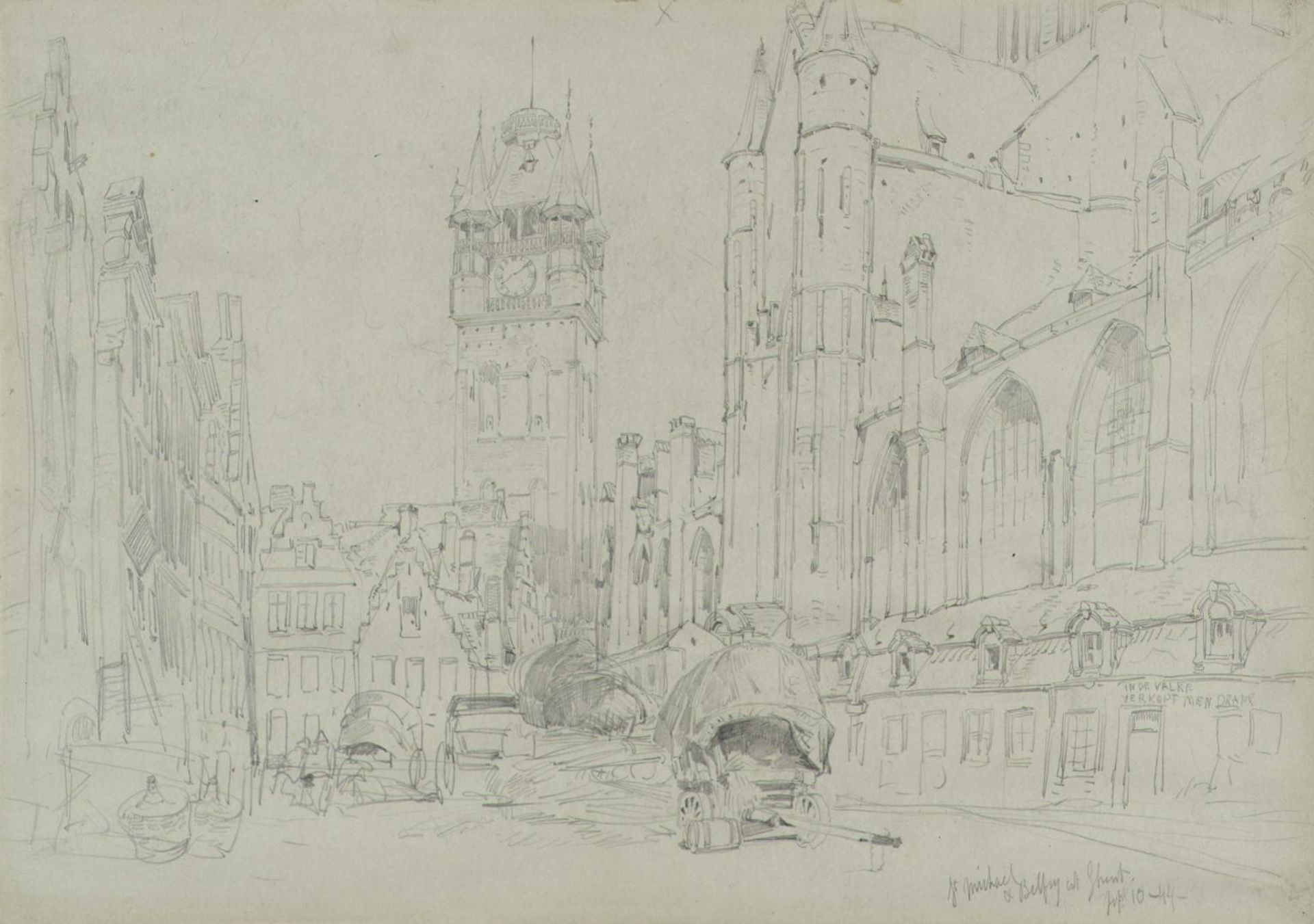St Michael and Belfry, Ghent by William Callow