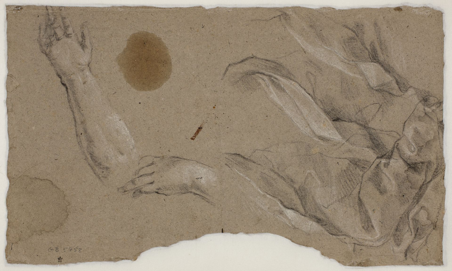 Studies of drapery and hands by Anonymous