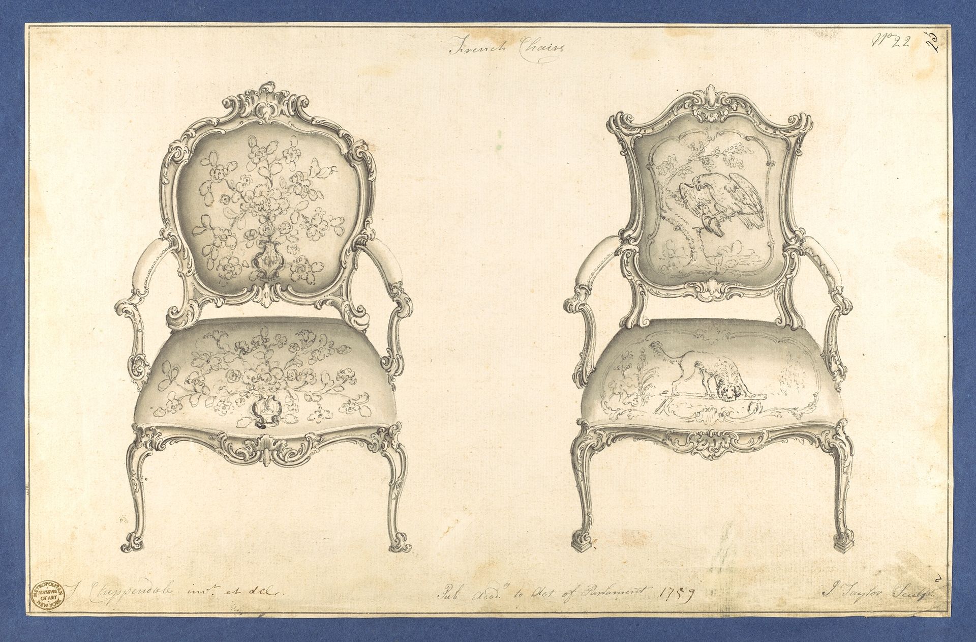 French Chairs, in Chippendale Drawings, Vol. I by Thomas Chippendale
