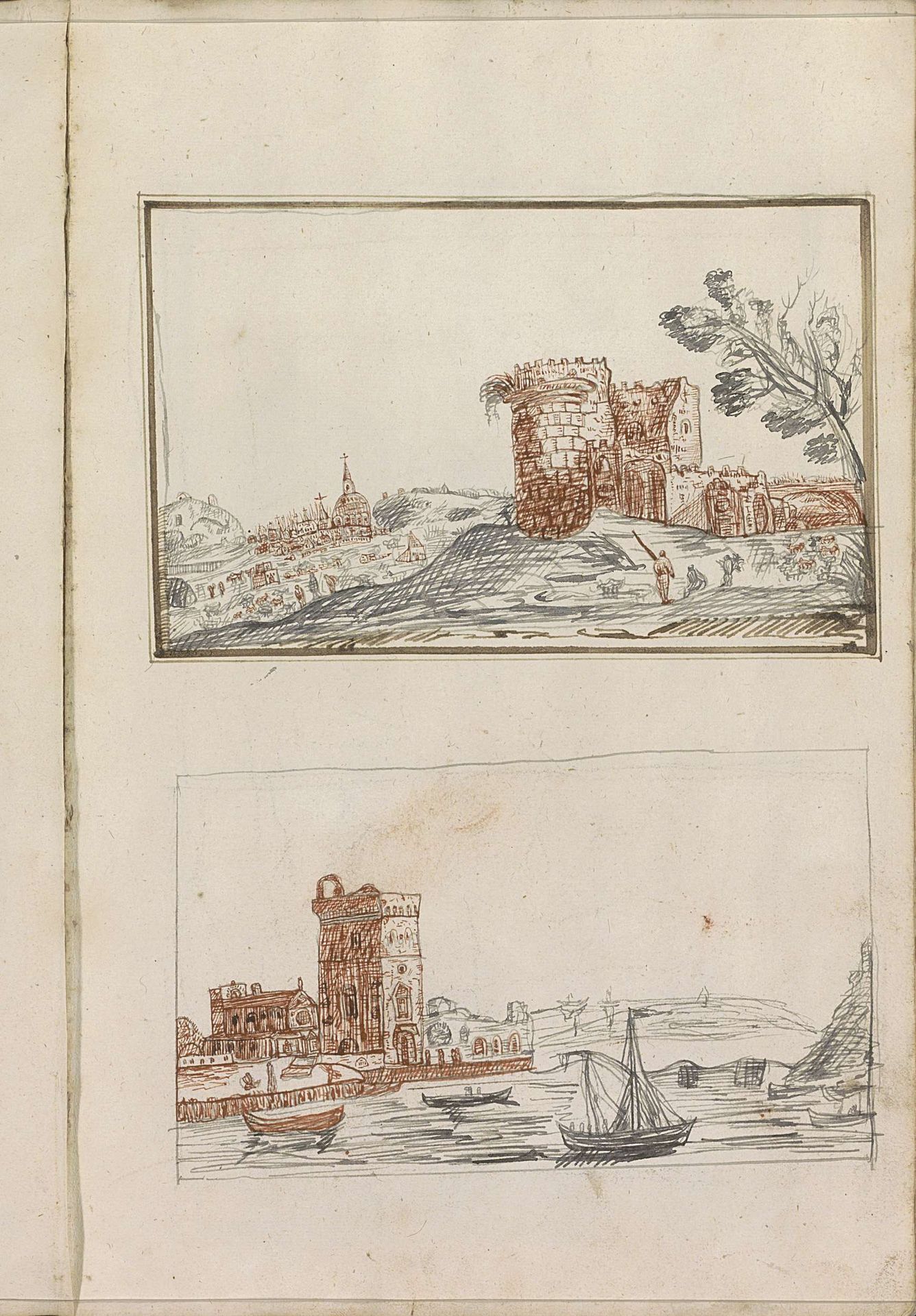 Twee stadsgezichten by Hendrick van Beaumont