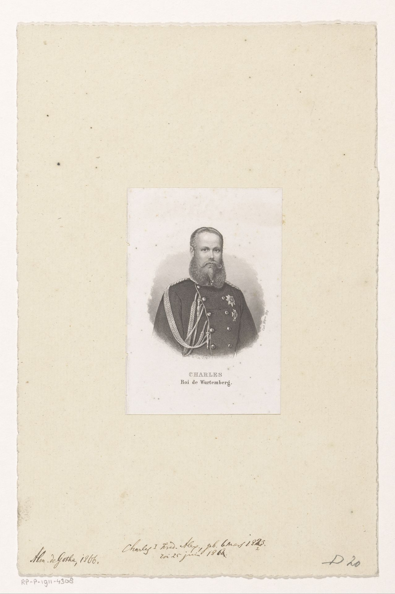Portret van Karl I, koning van Wurtemberg by Carl Mayer