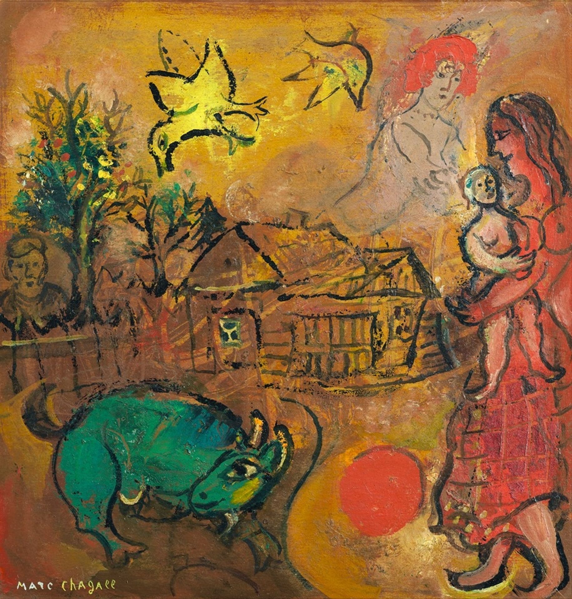 Village natal by Marc Chagall