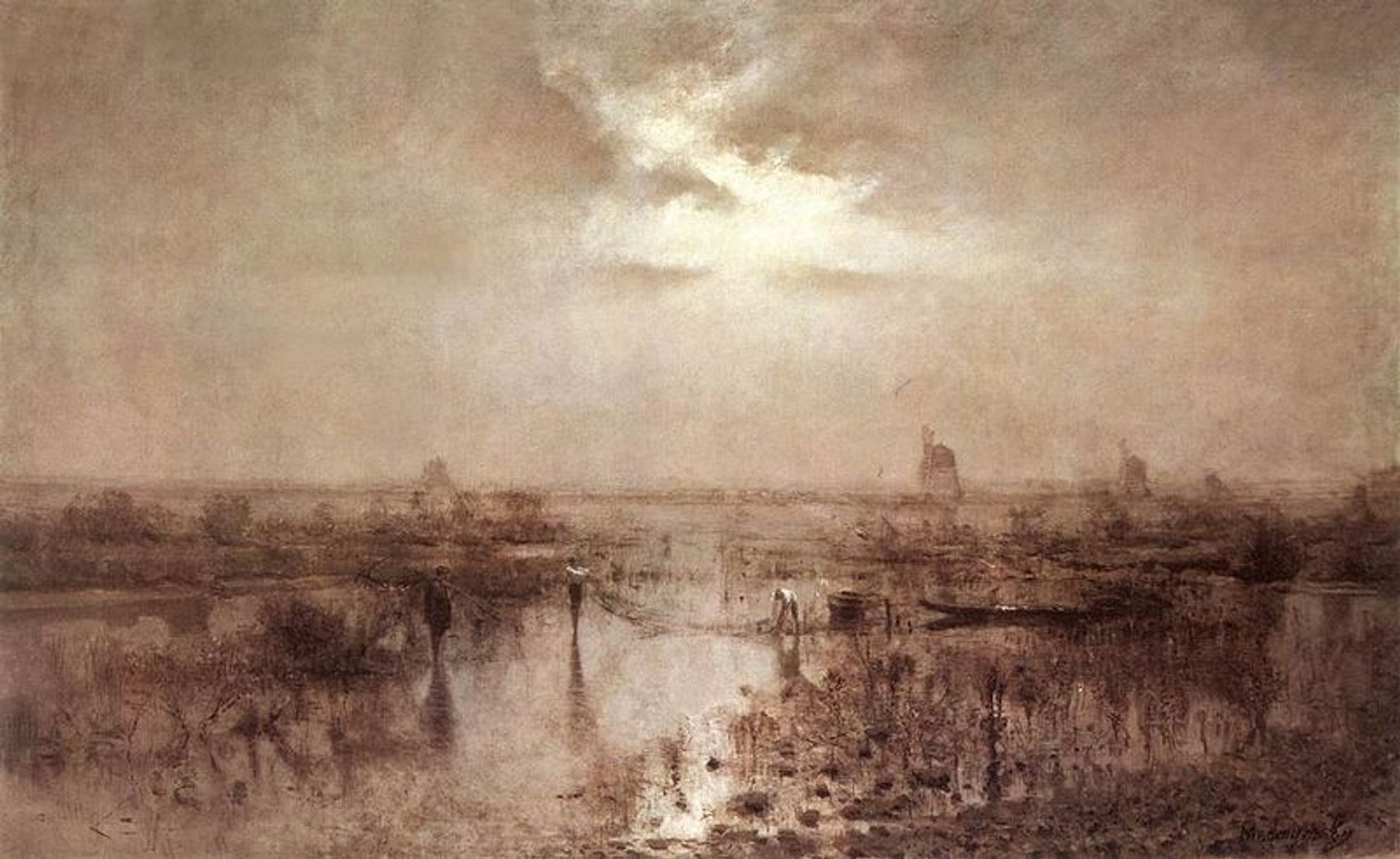 Fishing on the Tisza by Laszlo Mednyanszky