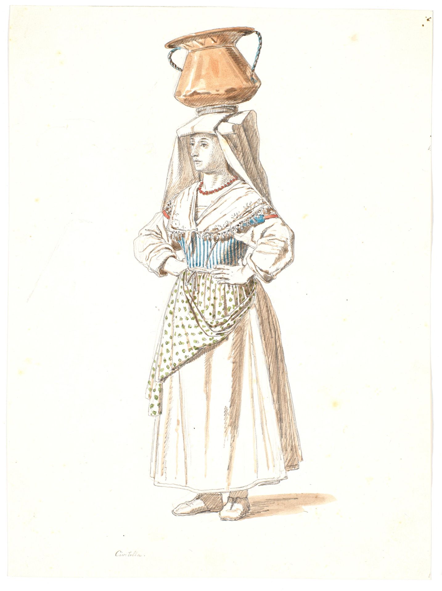 Italienerinde med concha på hovedet by Martinus Rørbye