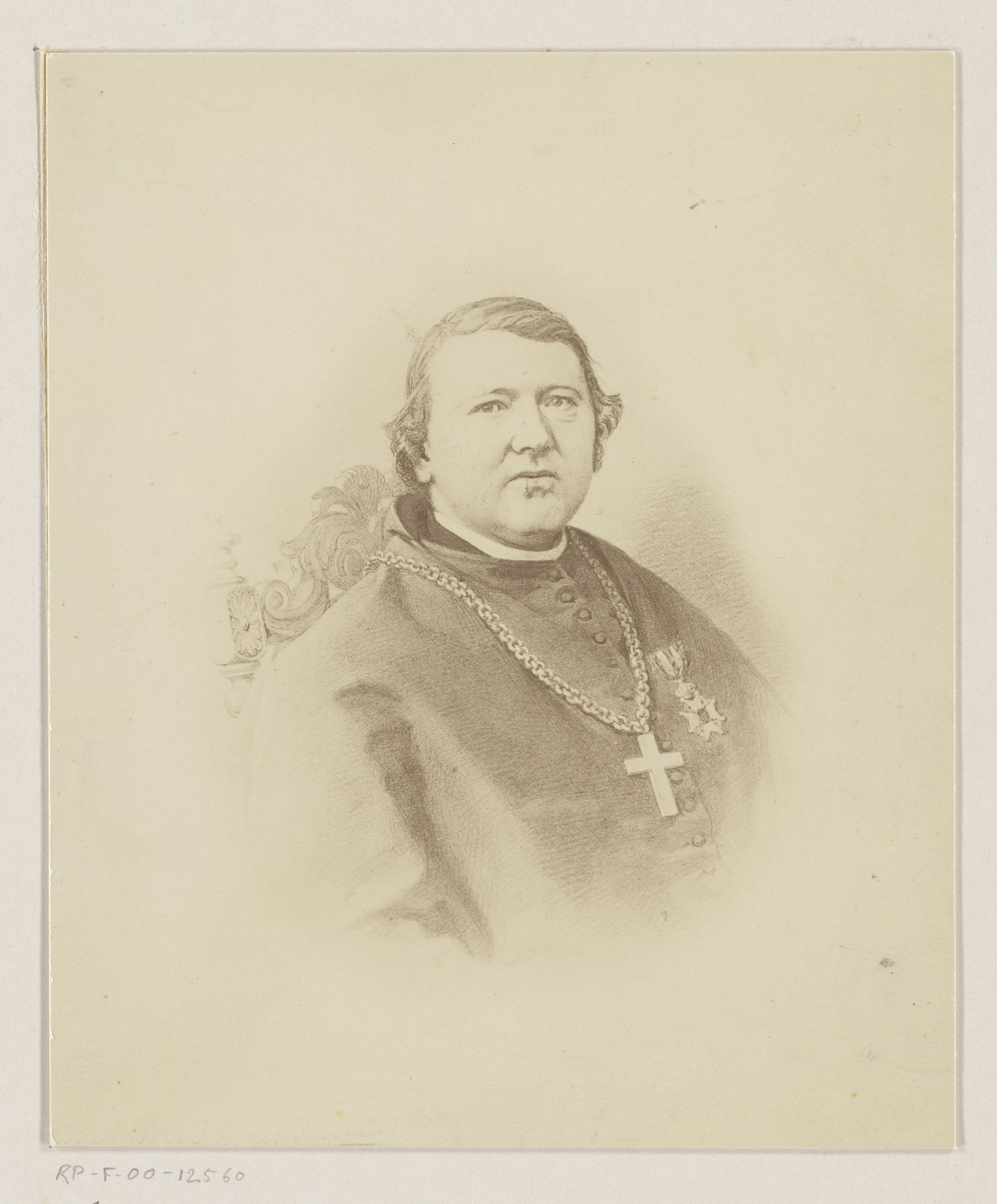 Fotoreproductie van een getekend portret van aartsbisschop Andreas Ignatius Schaepman by Willem Frederik Vinkenbos