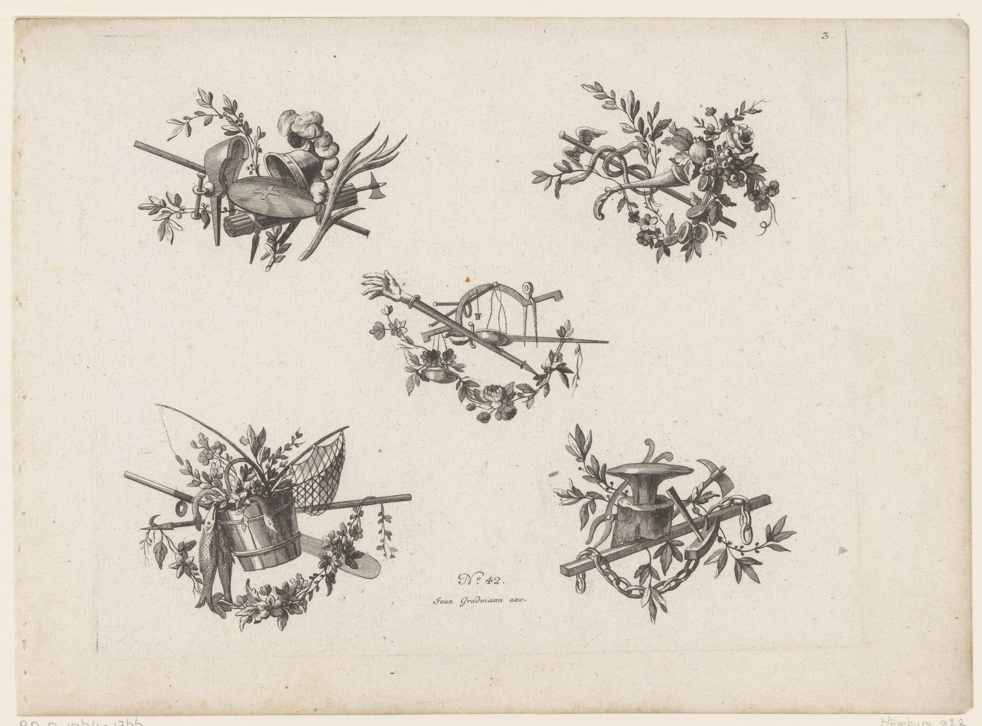 Attributen behorende bij Pax en visserij by Johann Carl Schleich