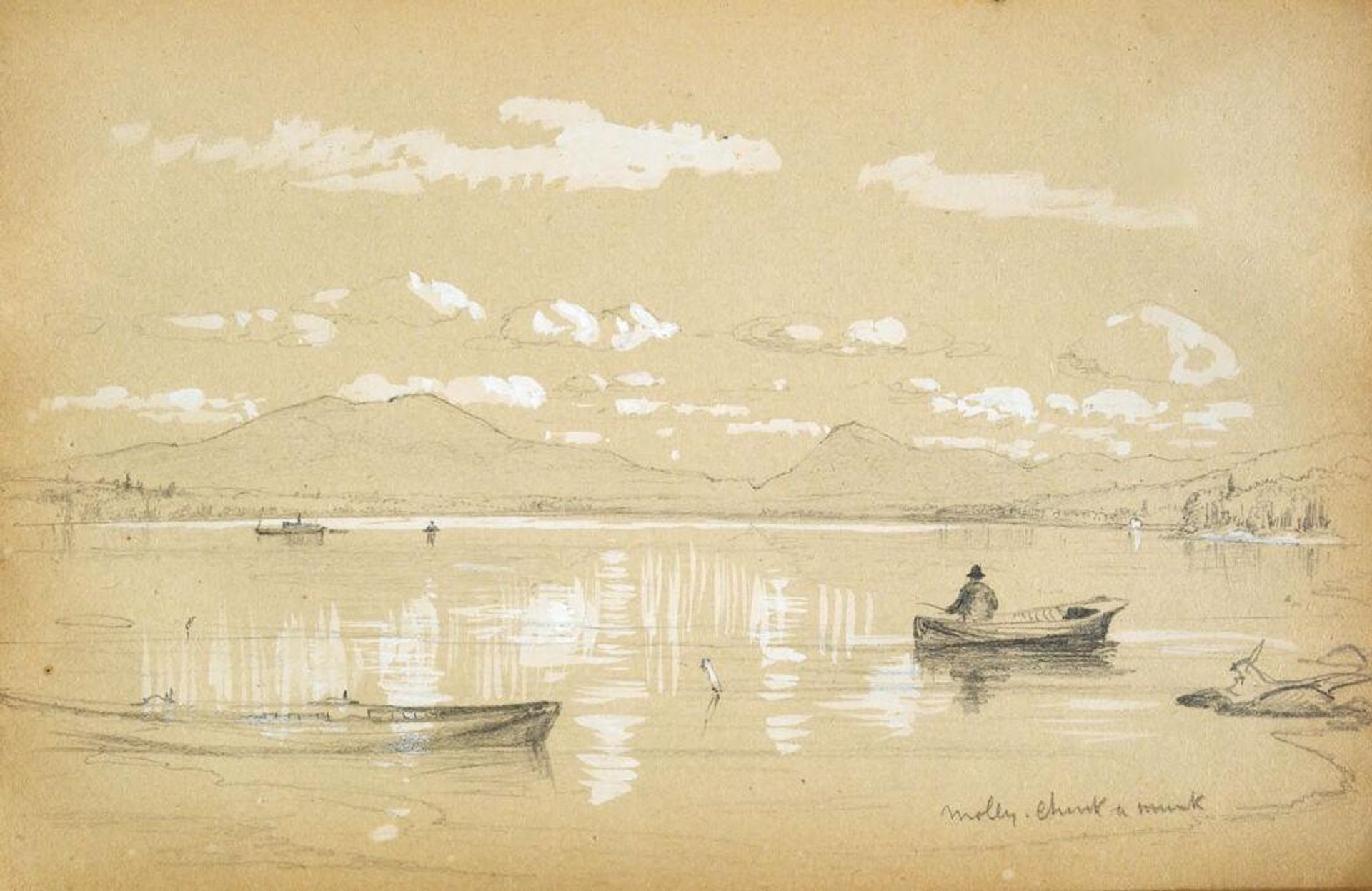Lake Molly Chunk-a-muuk with Boats by Benjamin Champney