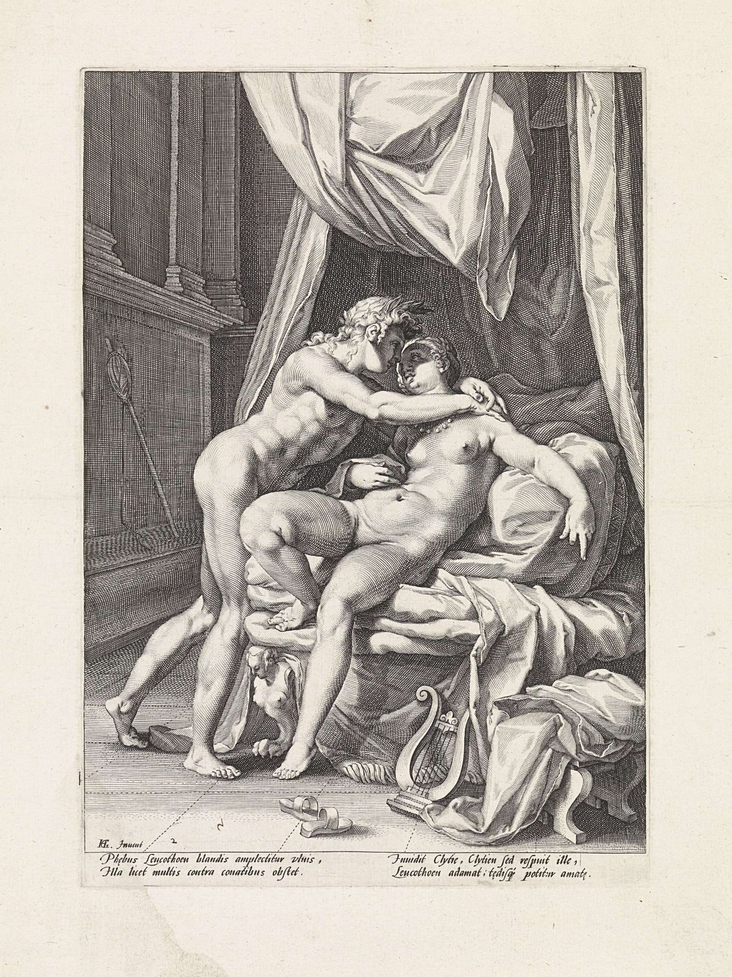 Apollo en Leucothea by Jacob Matham
