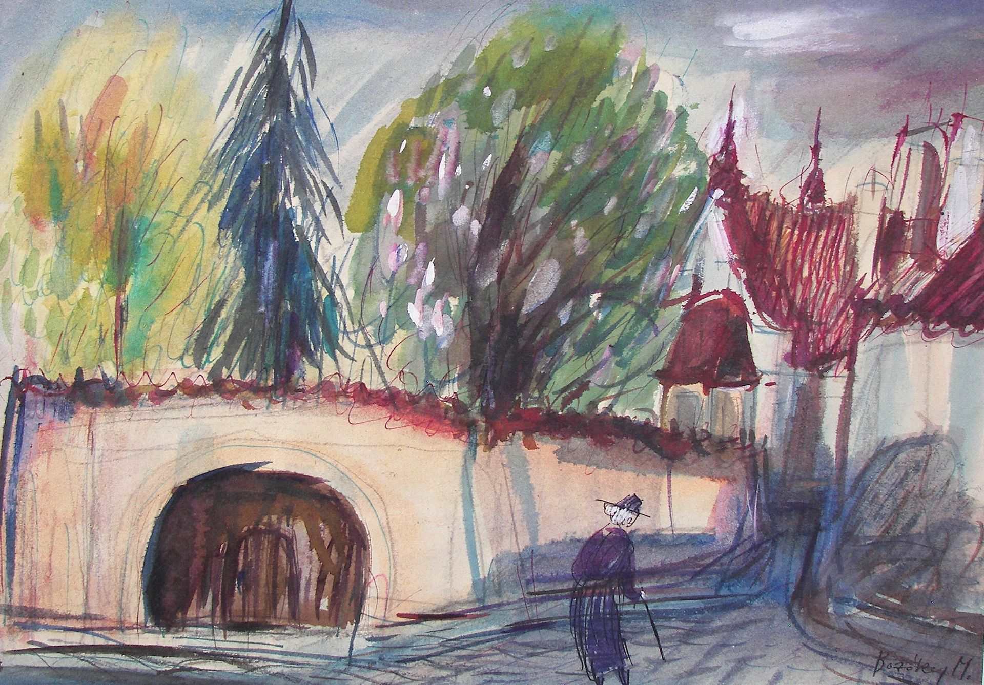 Street Scene in Prague by Maria Bozoky
