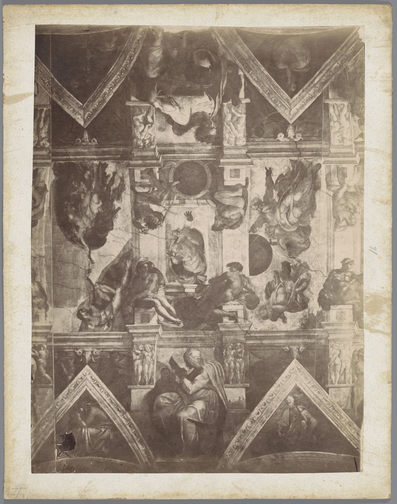 Fotoreproductie van de fresco's op het plafond van de Sixtijnse Kapel te Vaticaanstad door Michelangelo, voorstellende de Schepping by Anonymous