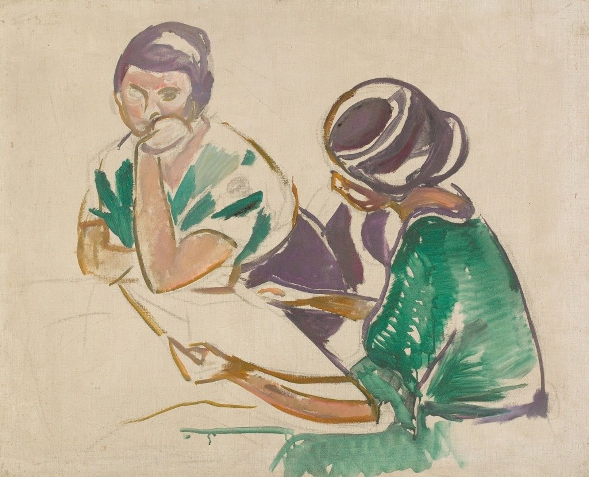Two Women at the Table by Edvard Munch