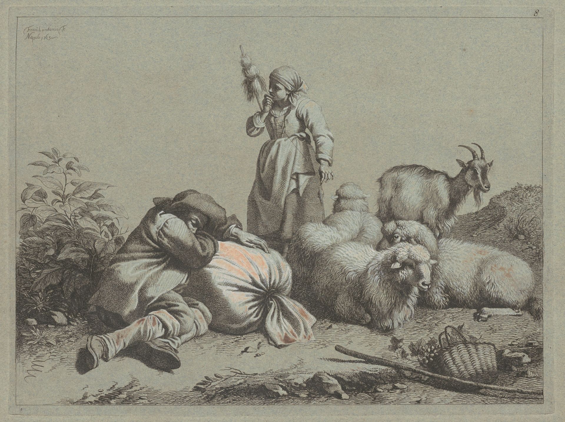 Sleeping Peasant and Standing Spinner by Francesco Londonio