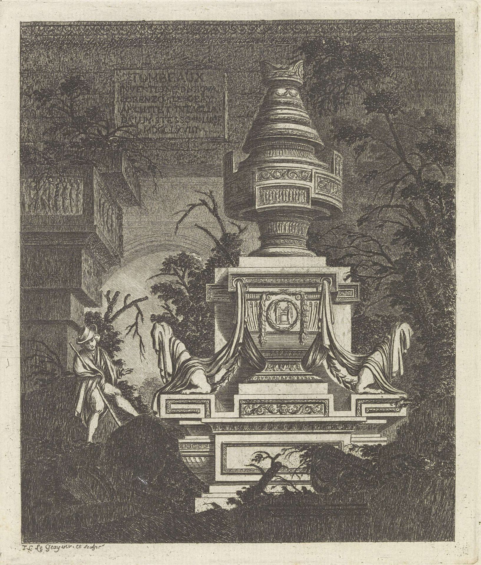 Tombe met groteske vaas by Jean Laurent Legeay