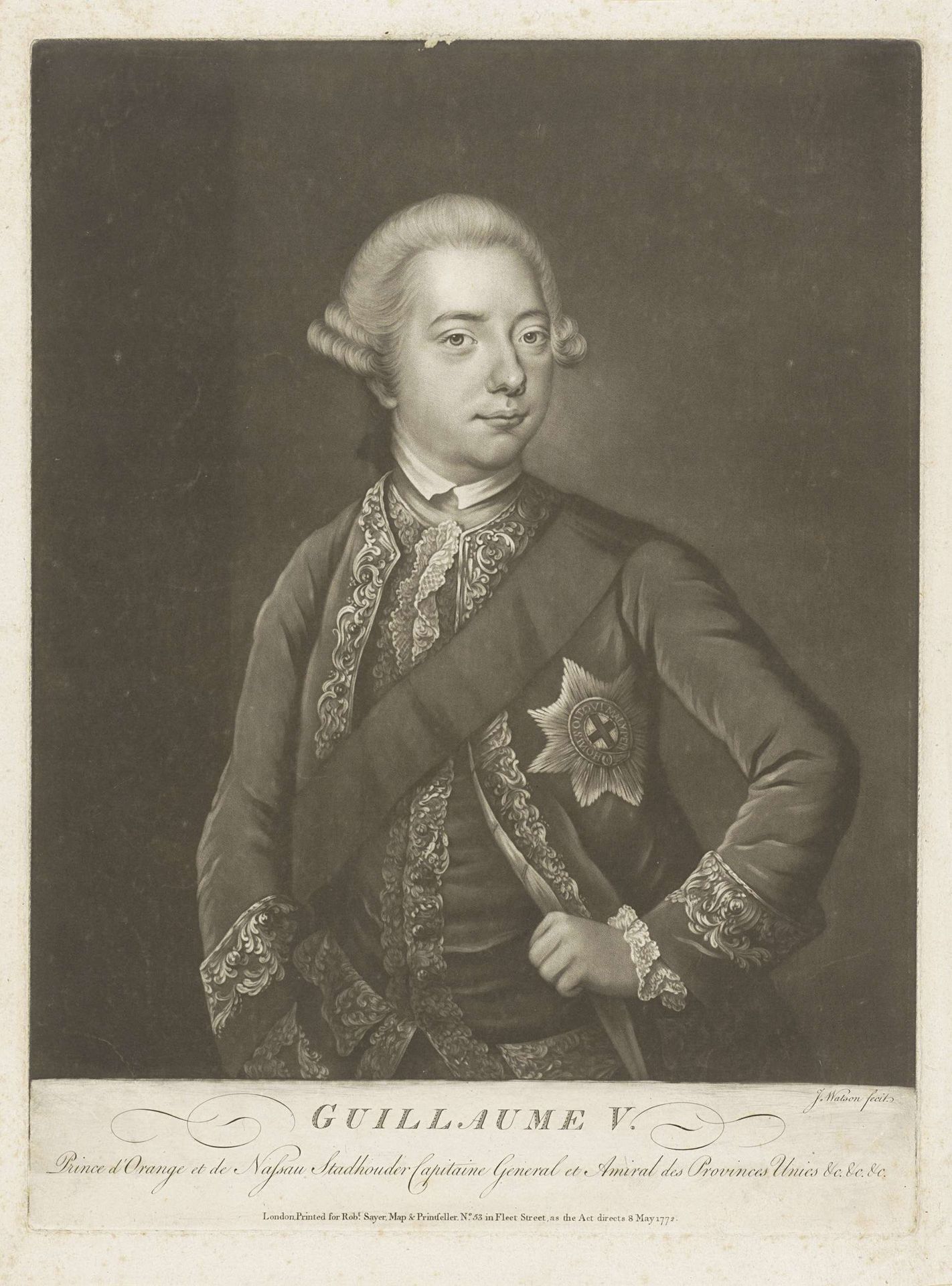 Portret van Willem V, prins van Oranje-Nassau by James Watson