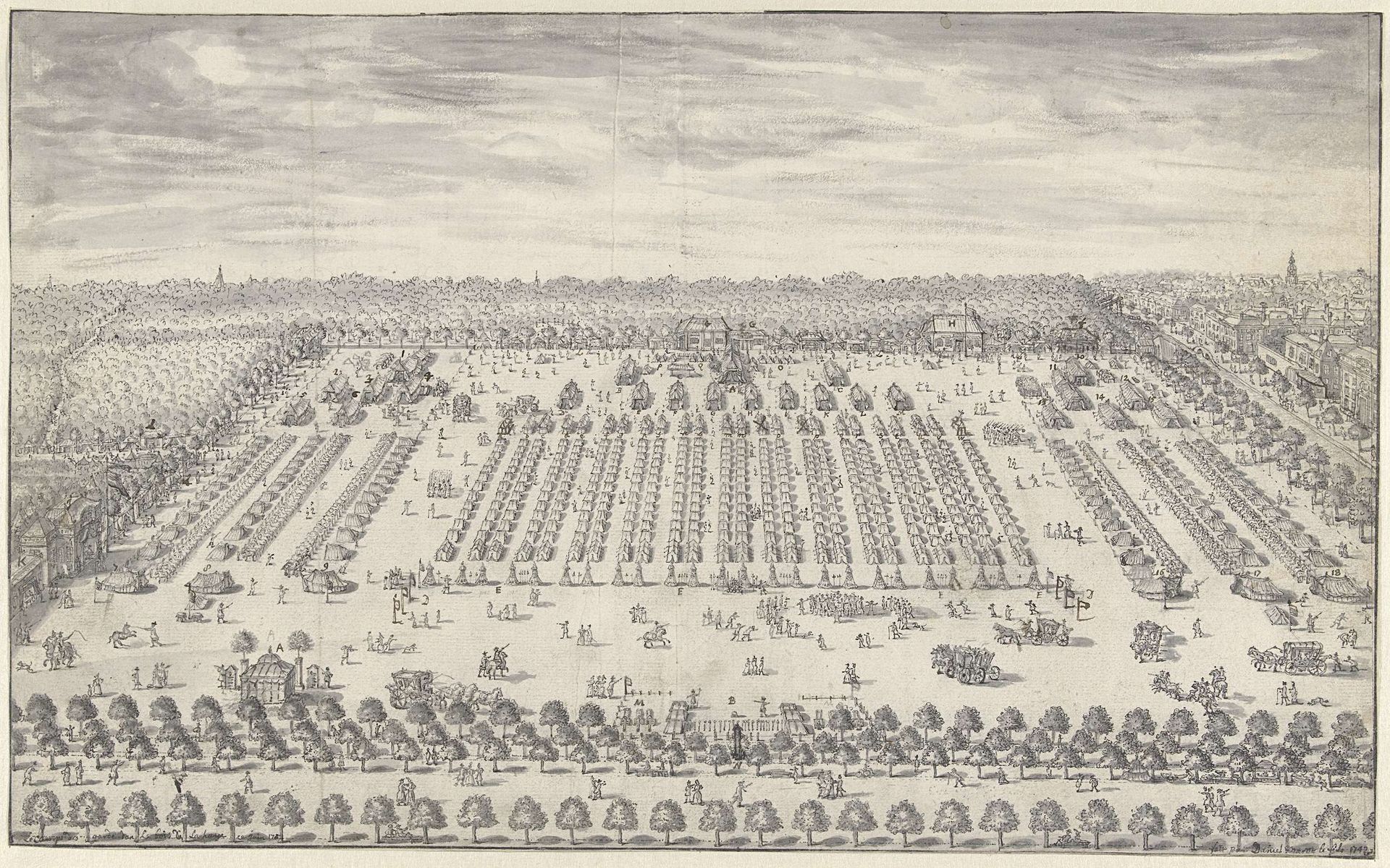 Kampement bij Den Haag, 1742 by Daniël (II) Marot