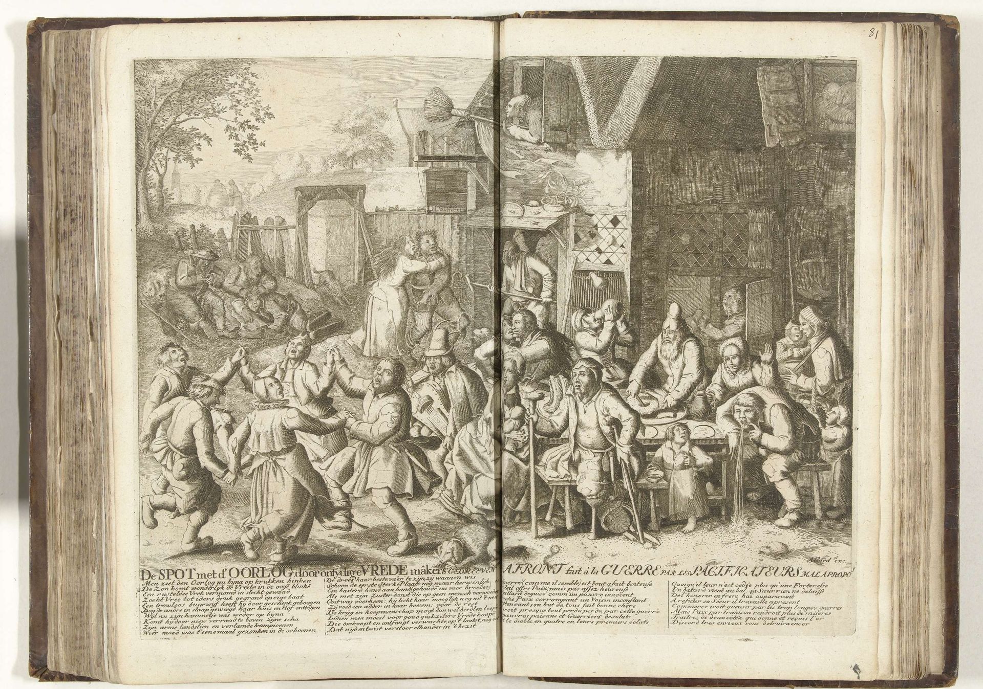 Dansende boeren vieren de vrede, 1713 by Pieter Serwouters