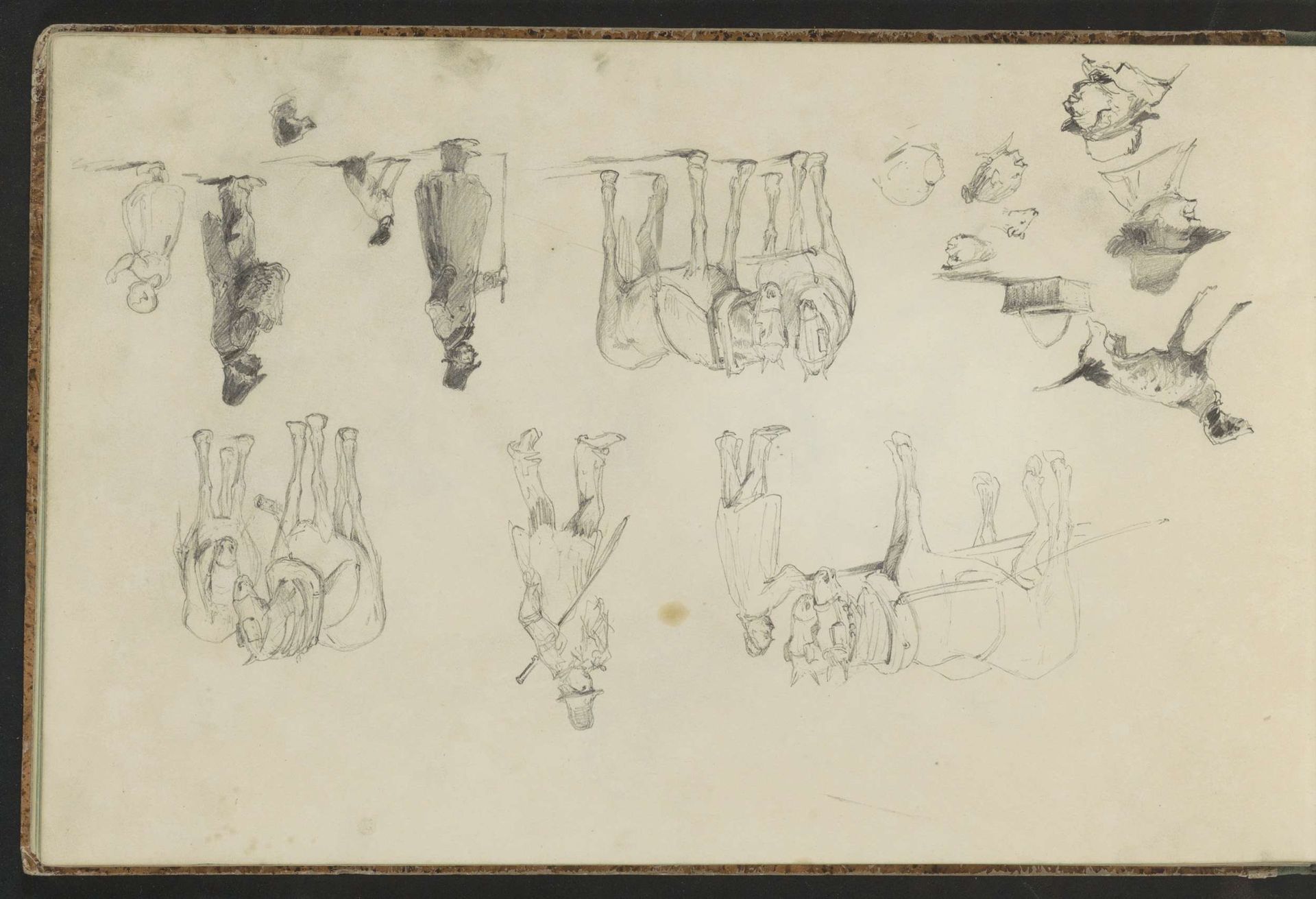 Figuurstudies, paarden en honden by Johannes Tavenraat
