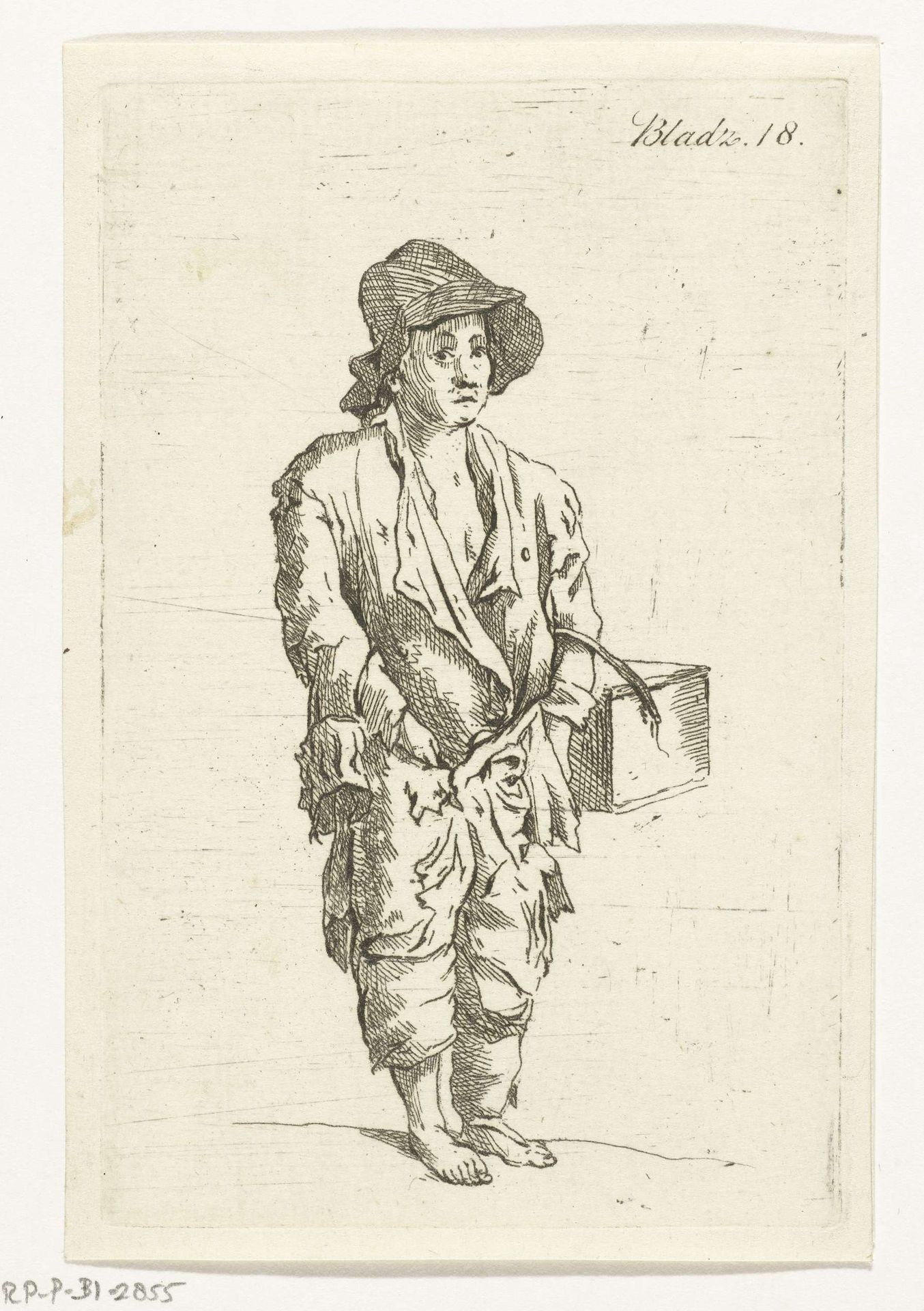 Staande jongen gekleed in lompen by Anthonie van den Bos