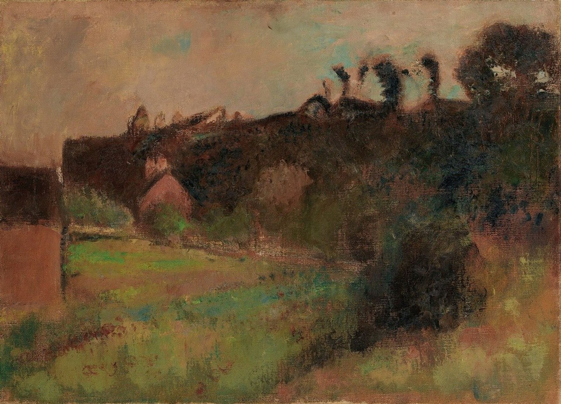Maisons Au Pied D’une Falaise by Edgar Degas