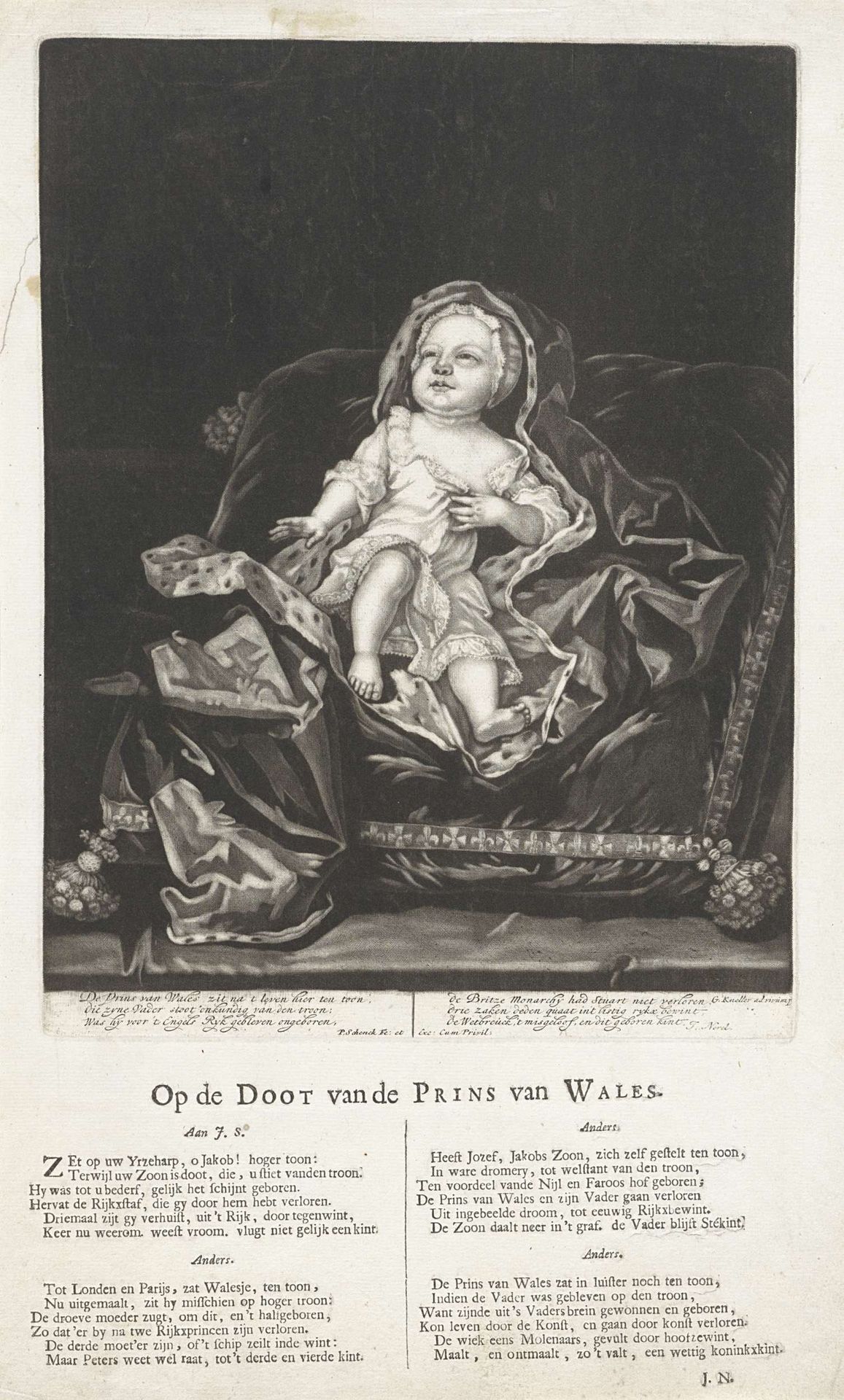 Jacobus Frans Eduard, prins van Wales, 1688-1689 by Pieter Schenk