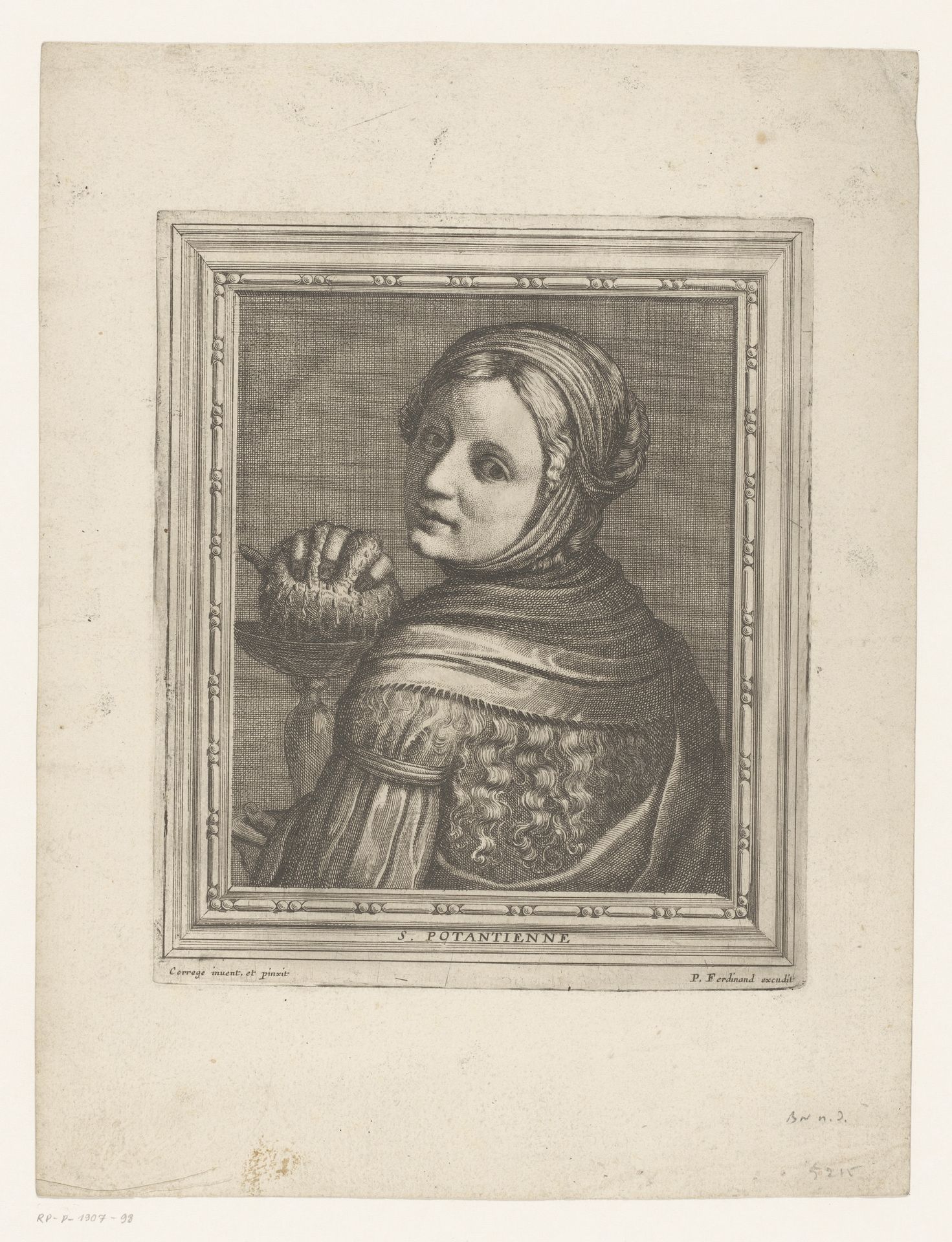 Portret van H. Pudentiana met spons by Pierre Elle