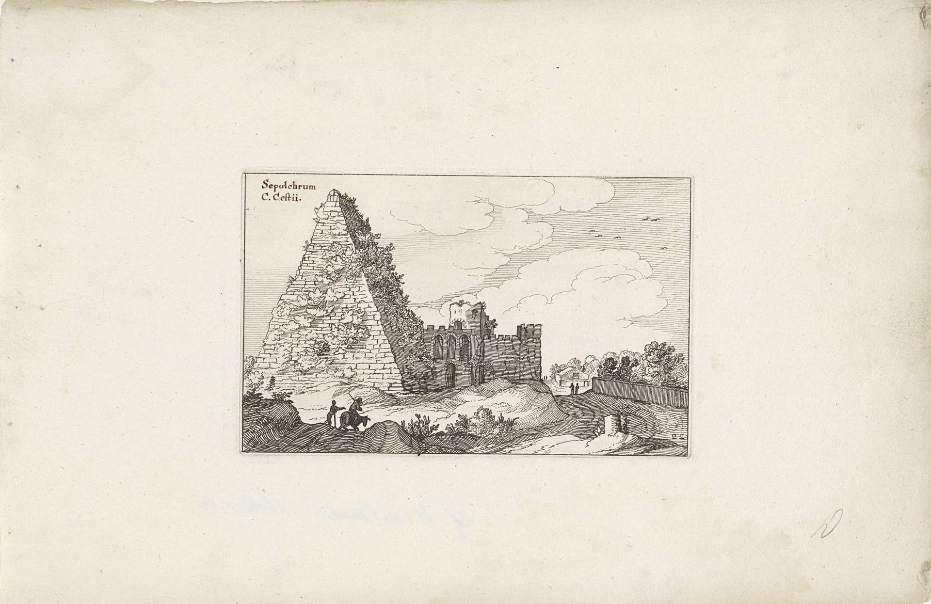 Piramide van Gaius Cestius by Claes Jansz. Visscher