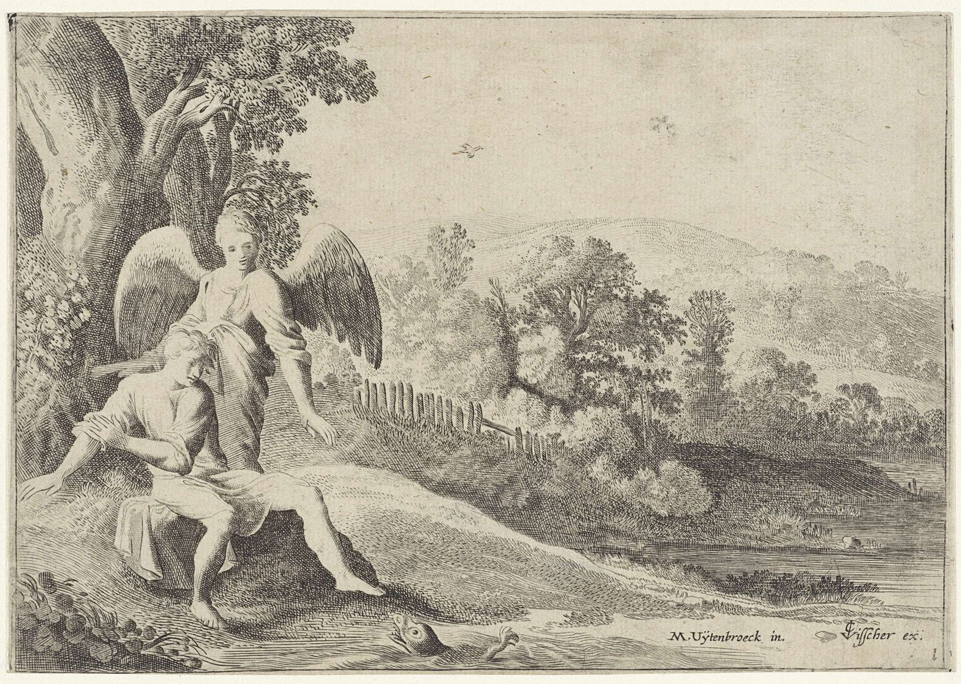 Tobias schrikt van de vis by Anonymous