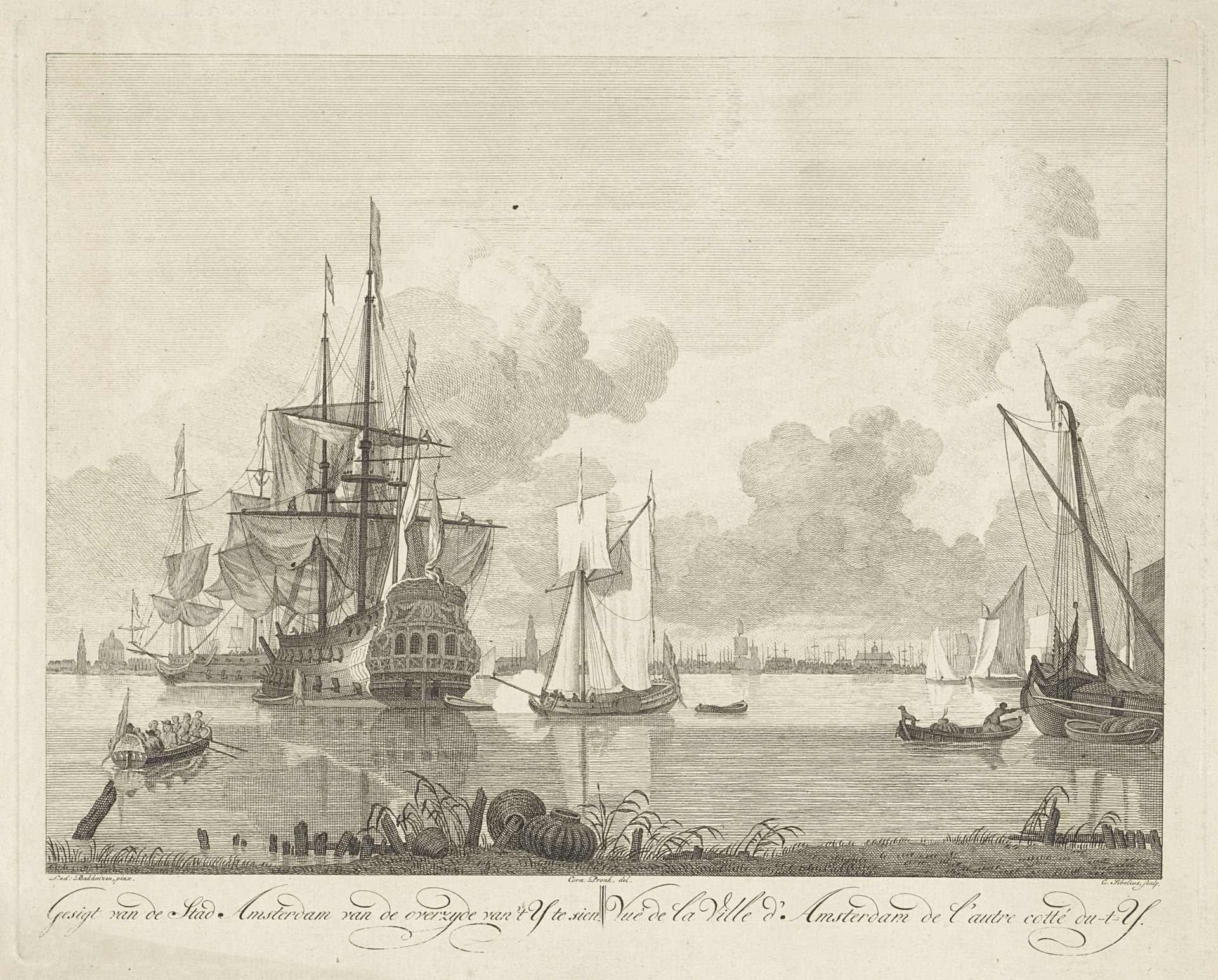 Gezicht op het IJ bij Amsterdam by Gerard Sibelius