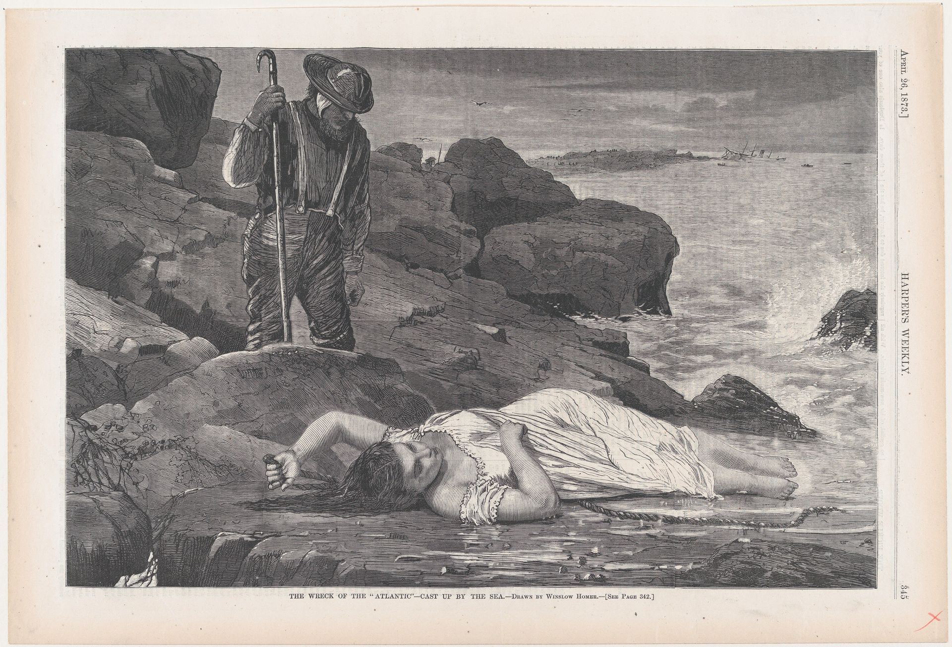 The Wreck of the "Atlantic" – Cast Up by the Sea (from "Harper's Weekly," Vol. XVII) by Winslow Homer