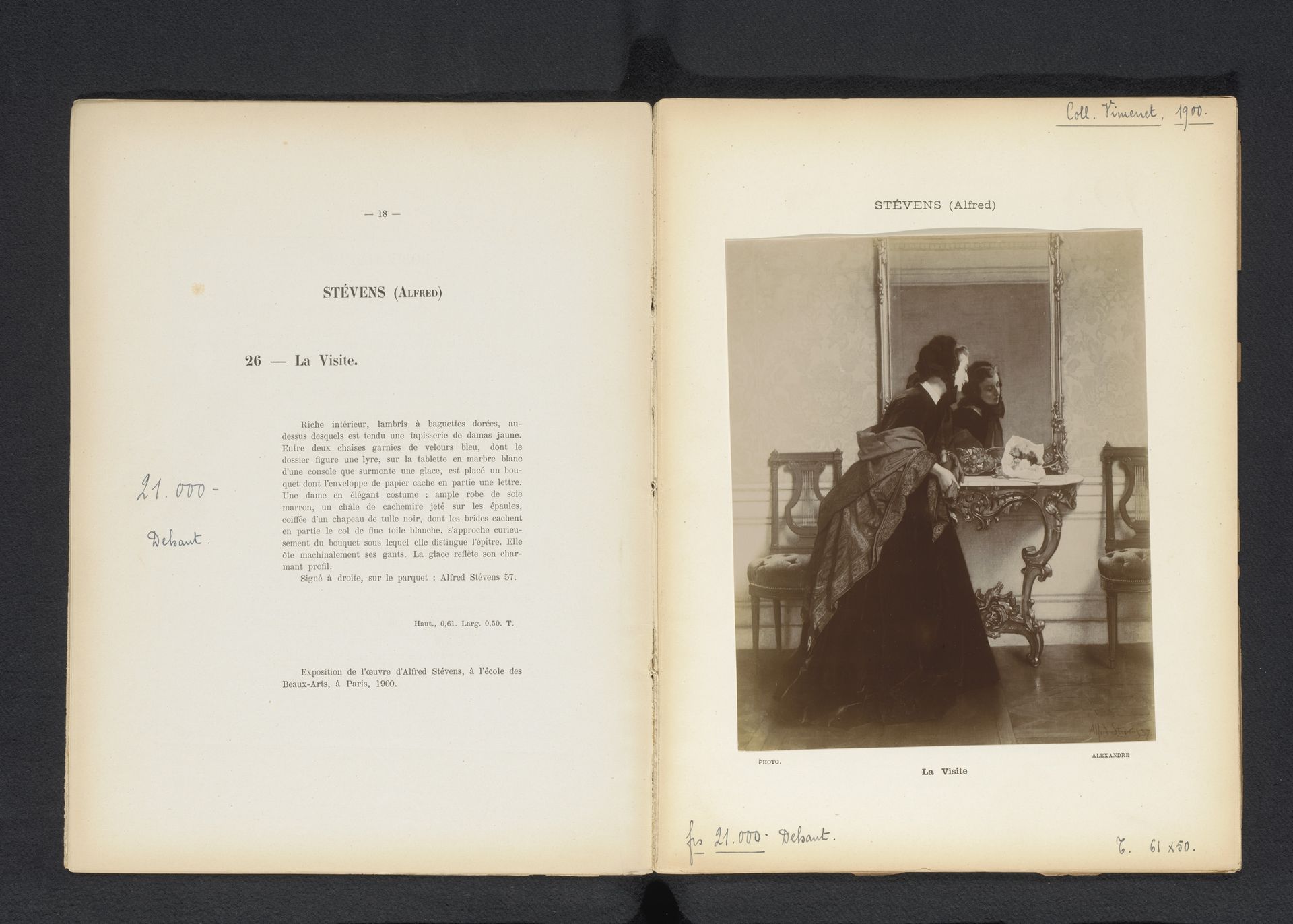 Fotoreproductie van een schilderij van een vrouw voor een spiegel door Alfred Stevens by Alexandre (fotograaf)