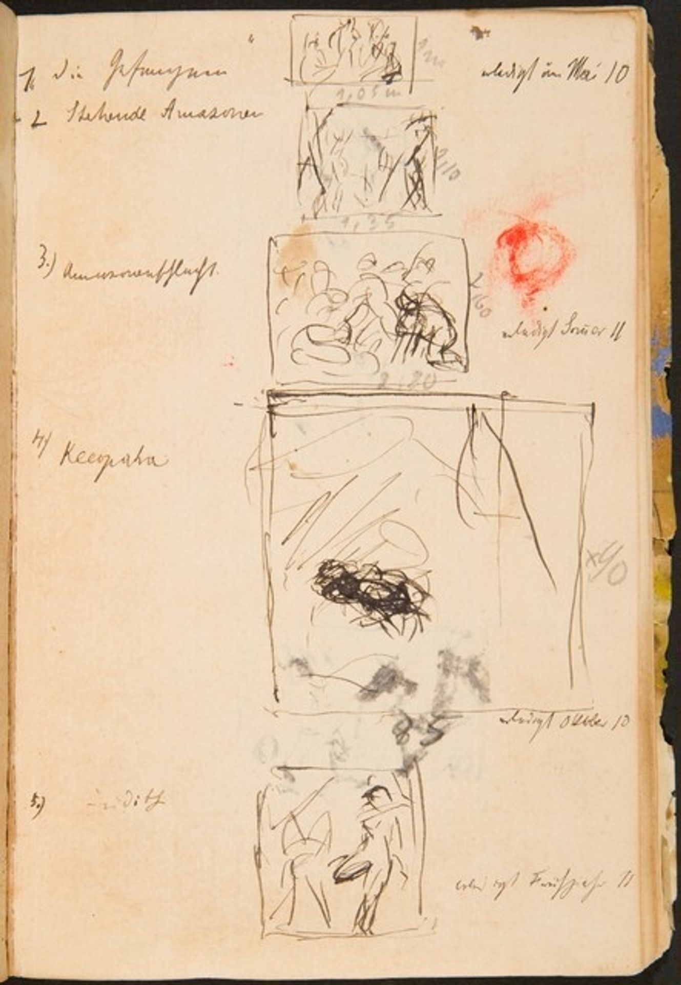 Fünf kleine Skizzen mit Bezeichnung (Five Small Sketches with Inscriptions) [p. 52] by Max Beckmann