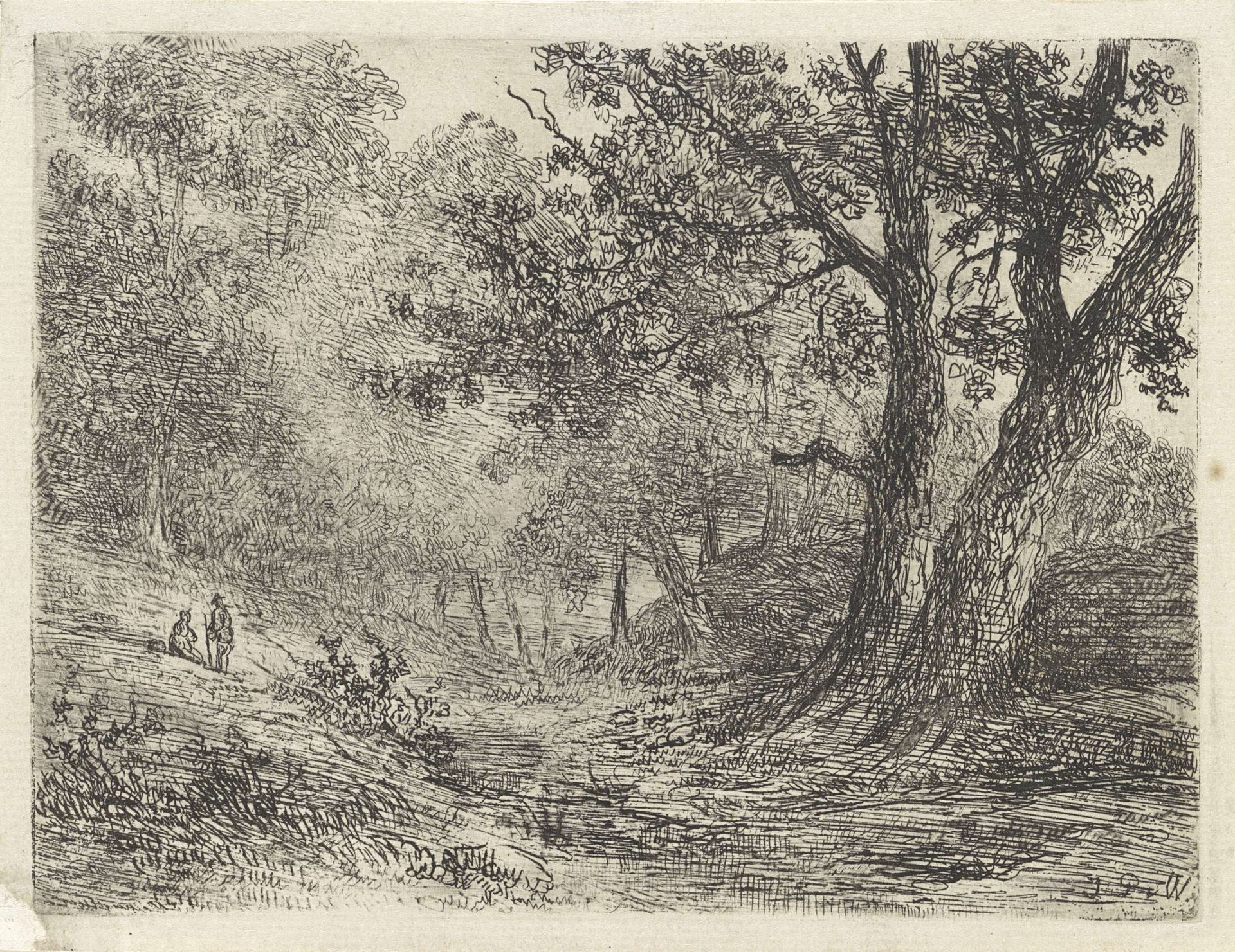 Twee figuren in een bos by Johannes Pieter van Wisselingh