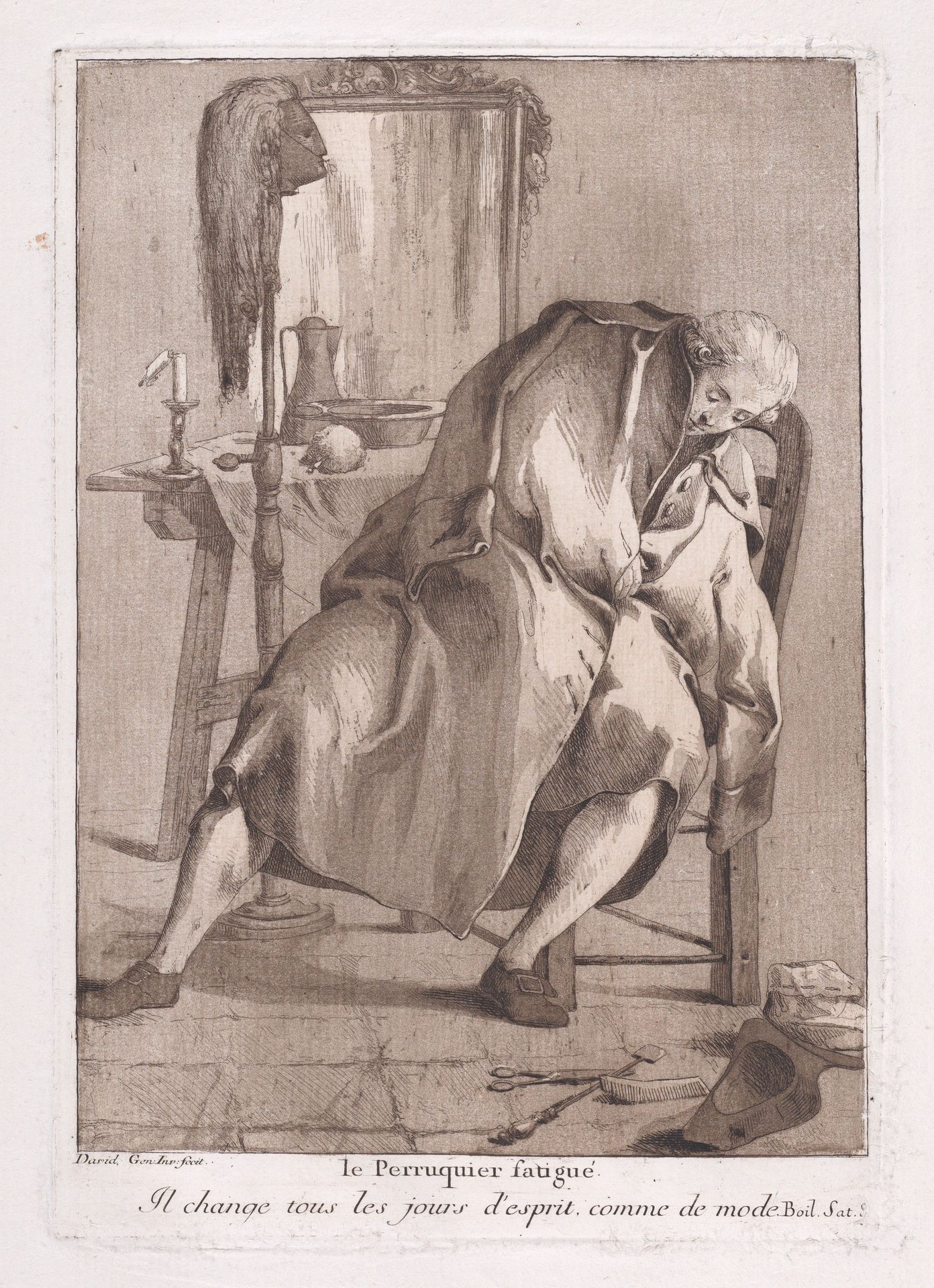 The Tired Wigmaker, from "Divers Portraits" by Giovanni David