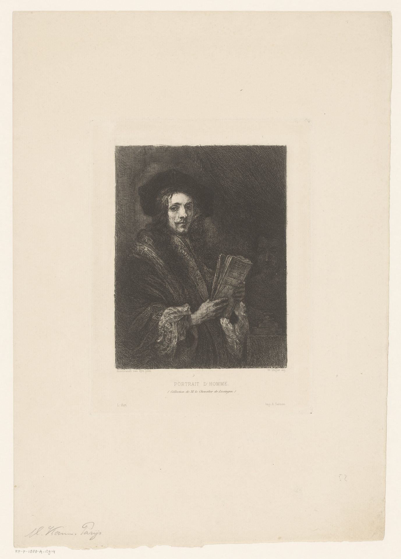 Portret van een onbekende man met papieren by William Unger