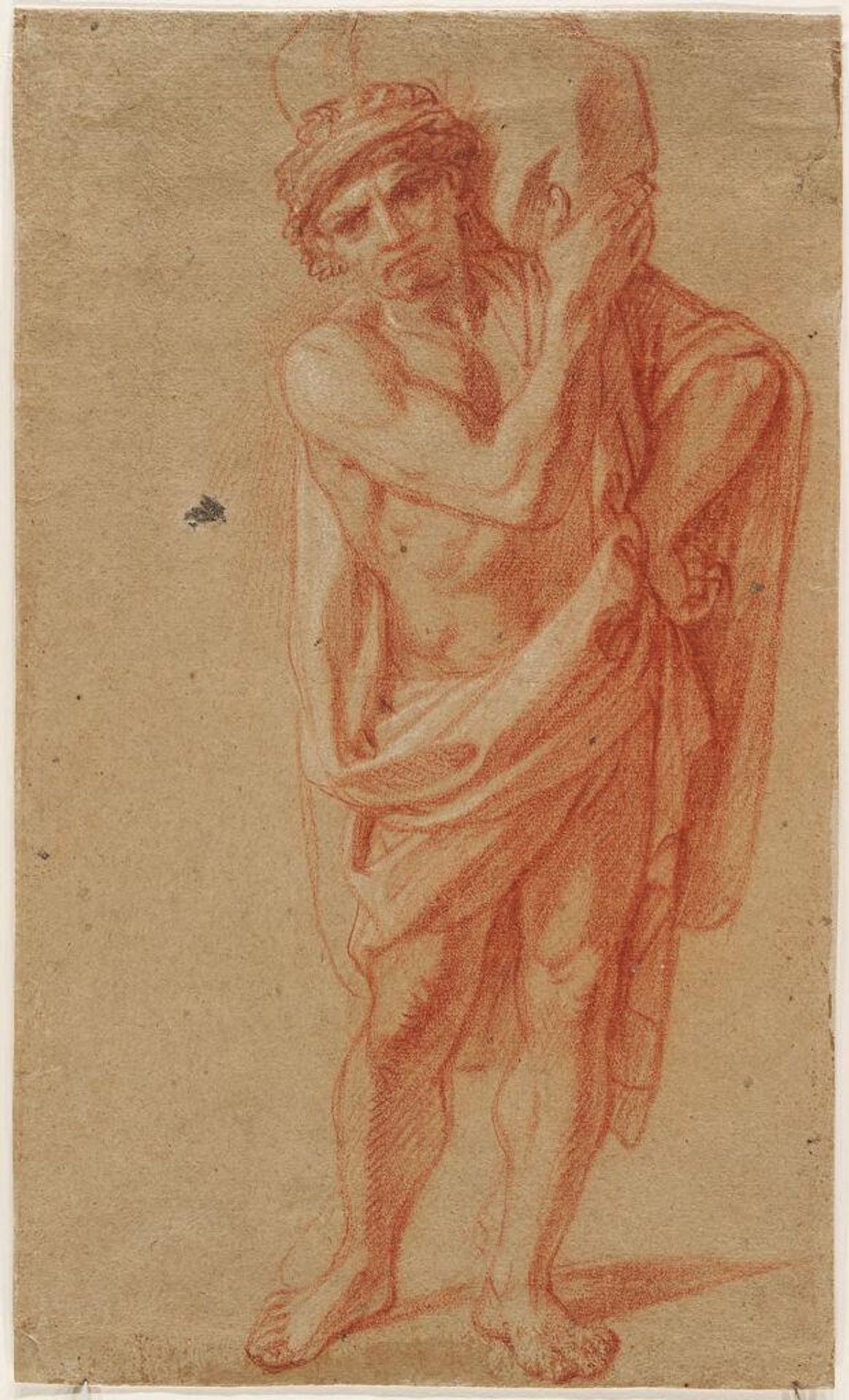 Standing Draped Man Carrying a Large Bundle on His Shoulder by FranÃ§ois Verdier