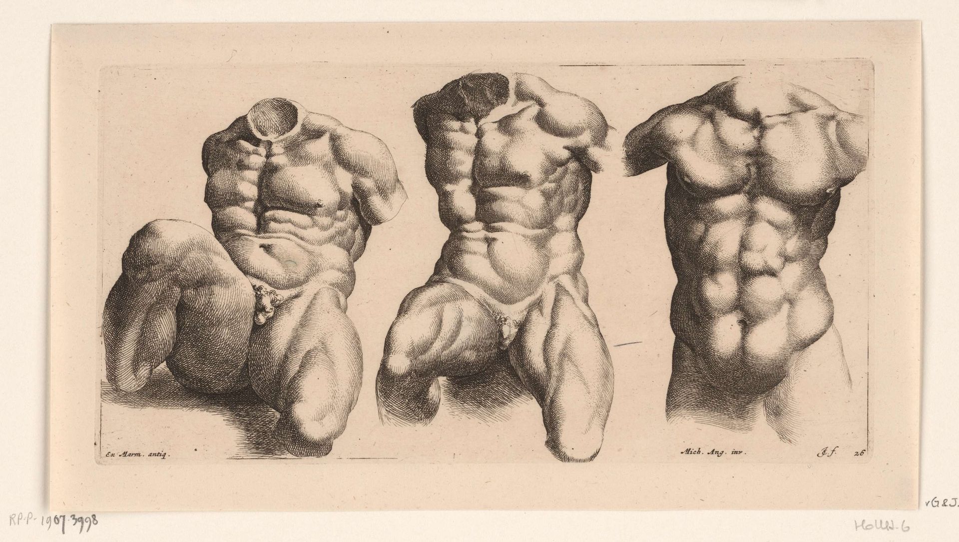 Drie mannentorso's by Jan de Bisschop