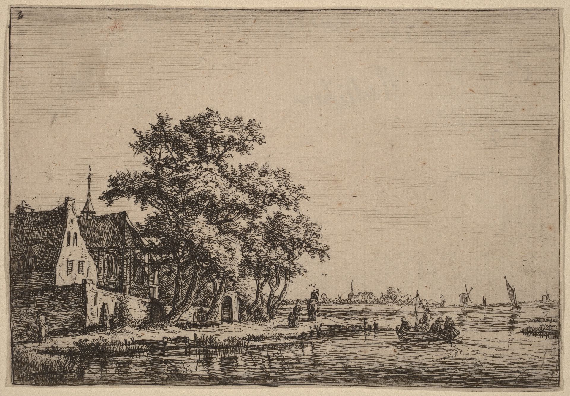 Churchyard at the Waterside by Anthonie Waterloo