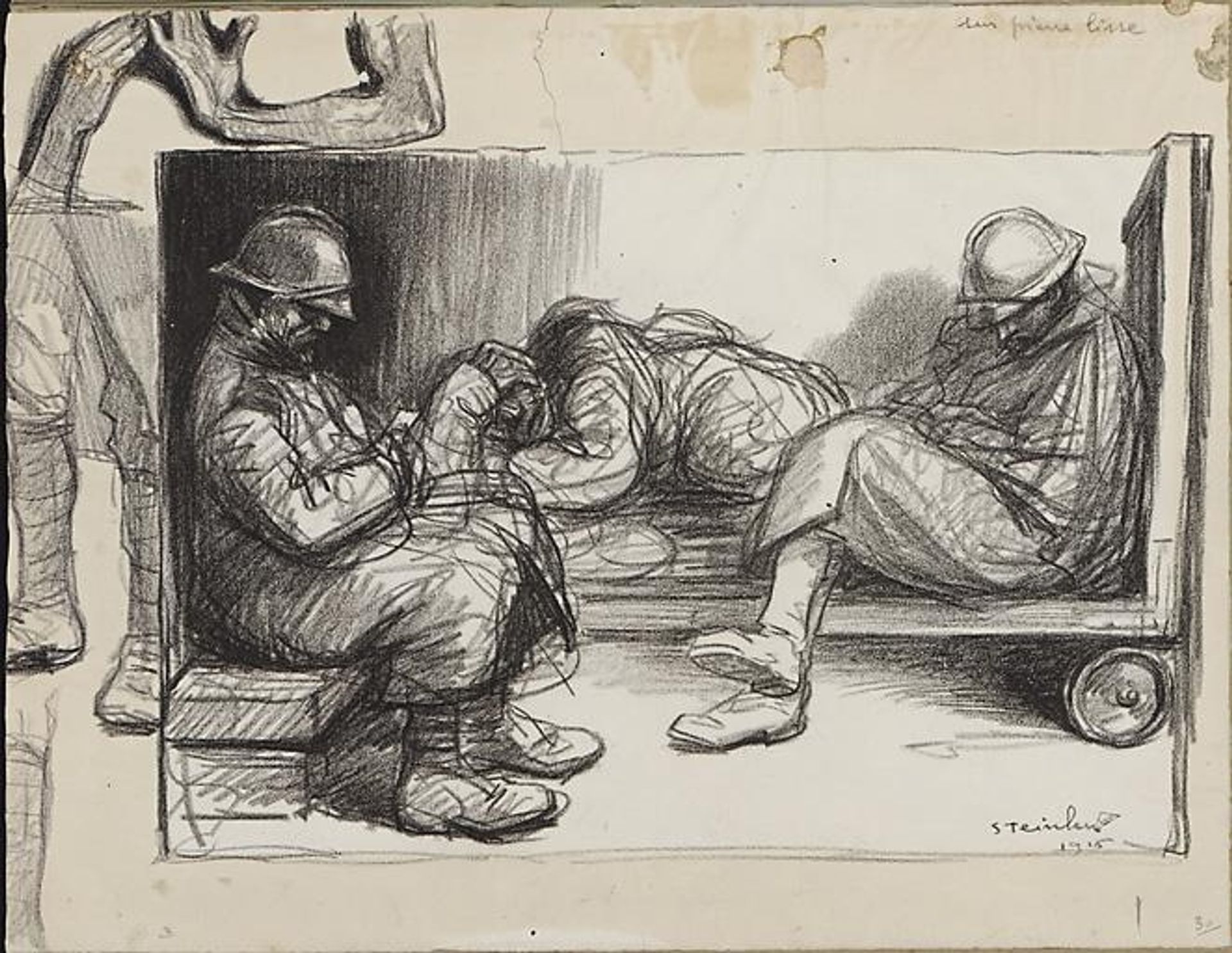 Entre Deux Trains - Original drawing by Théophile Alexandre Steinlen