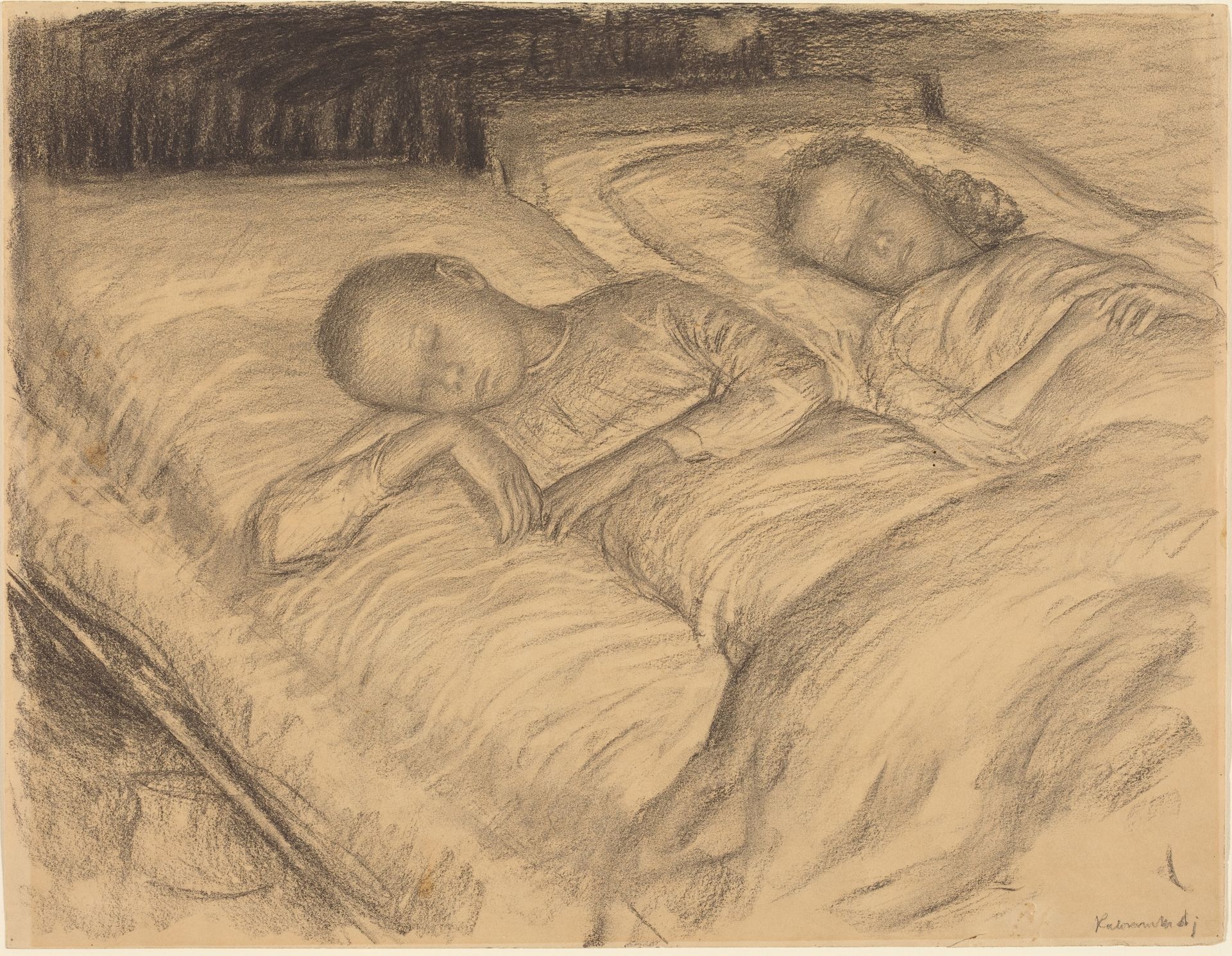 The Artist's Children Wolf and Anna Asleep by Leopold von Kalckreuth
