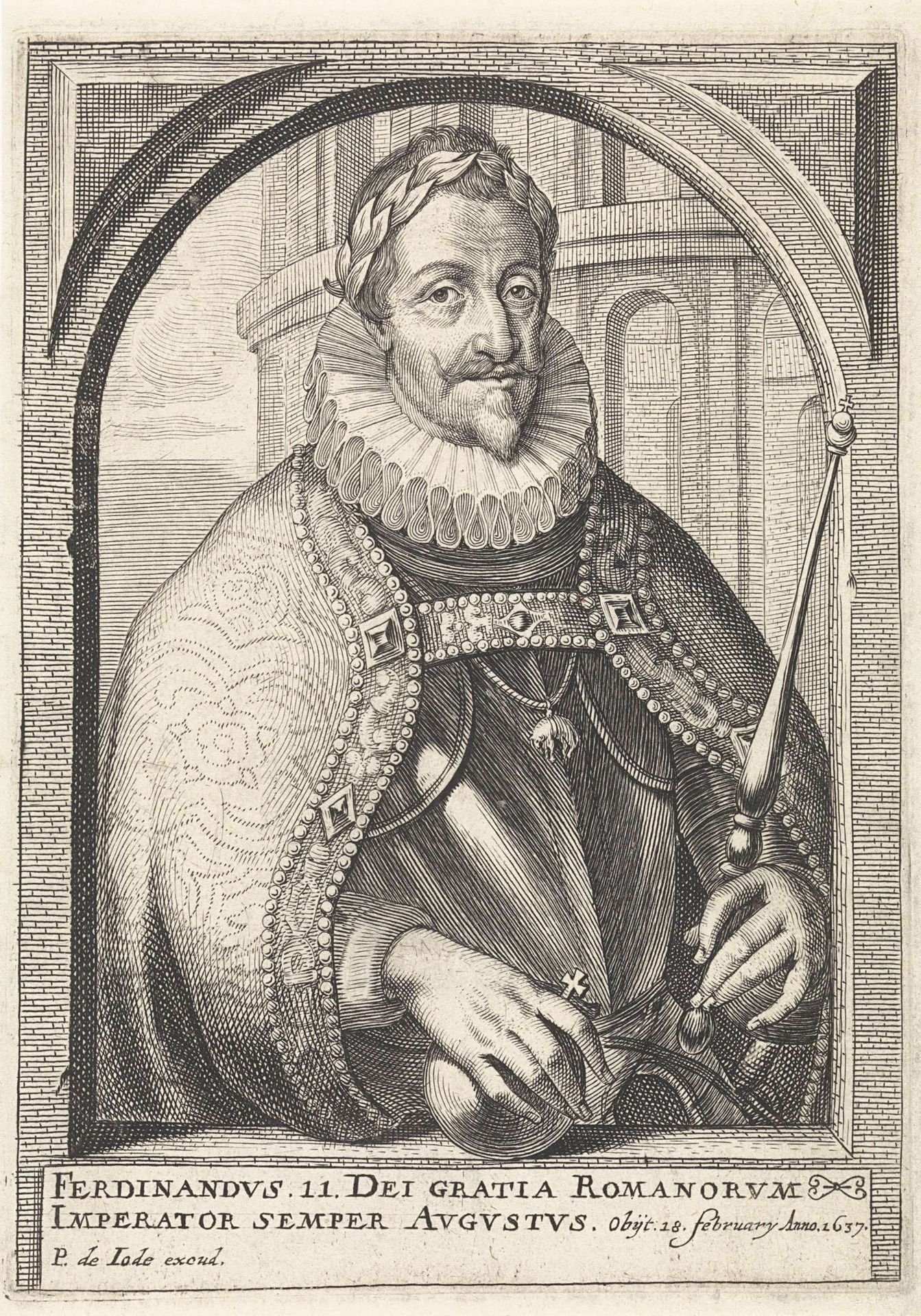 Portret van Ferdinand II, keizer by Pieter de (II) Jode